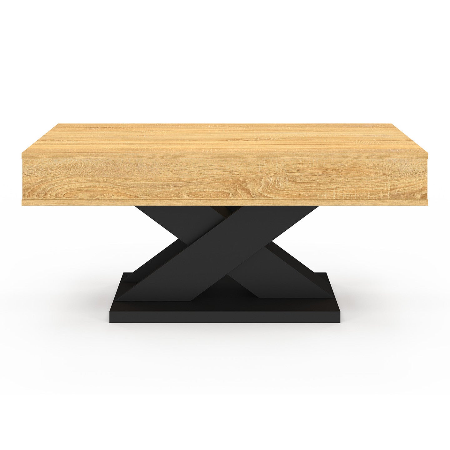 Table basse rectangulaire plateau relevable ALICIA bois et pied noir - 3
