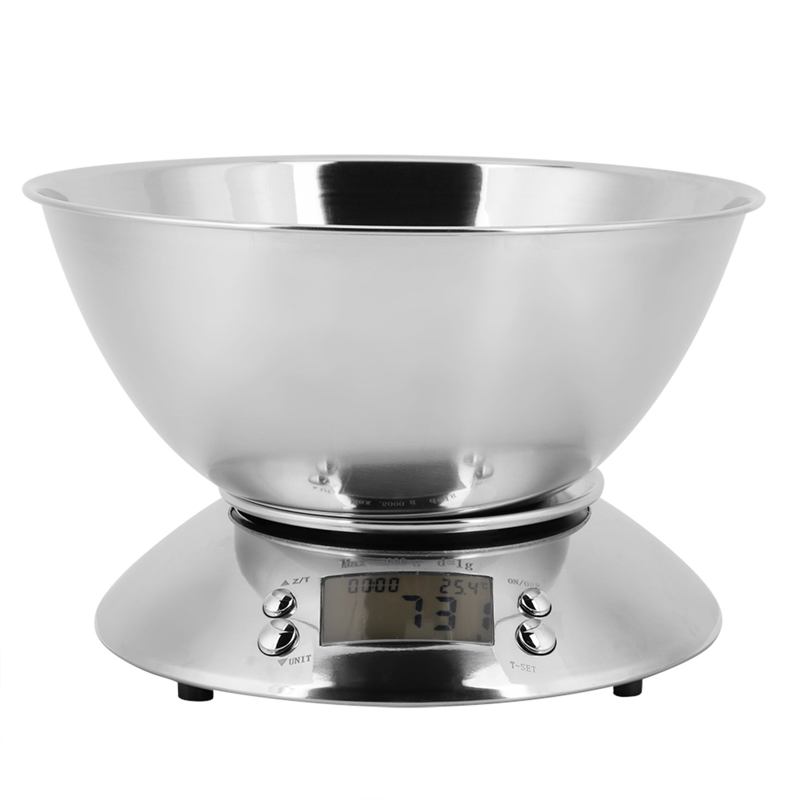 ConcePT VK5710 Bilancia Da Cucina Elettronica In Acciaio Inox – Portata 15 Kg, Display LCD, Timer E Sveglia