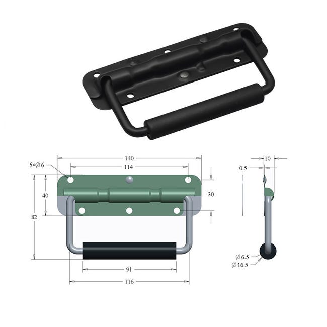 Maniglia Pieghevole Spring Box, Maniglia Per Flight Case, 140 Mm/5 - Foto 9