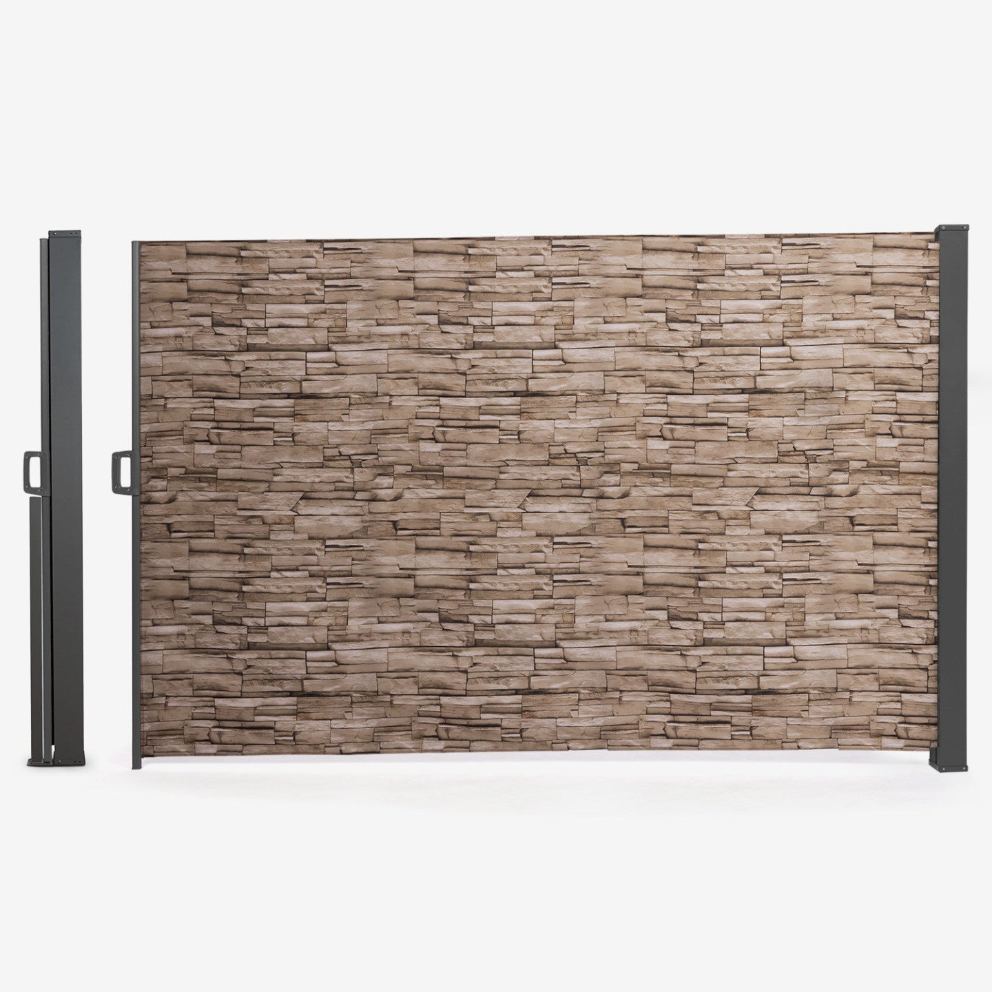 Paravent extérieur rétractable 180 x 400 cm motif pierre store latéral - 2