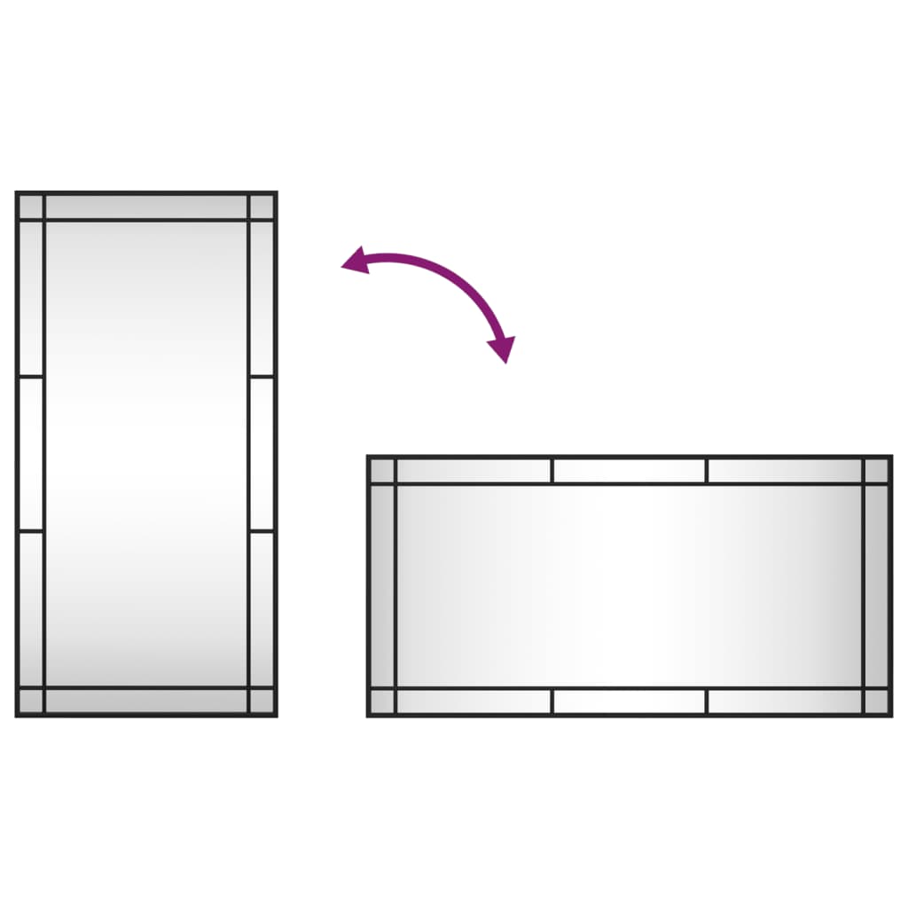 Miroir mural rectangulaire en fer noir 50x100 cm- COMFORTXL - 7