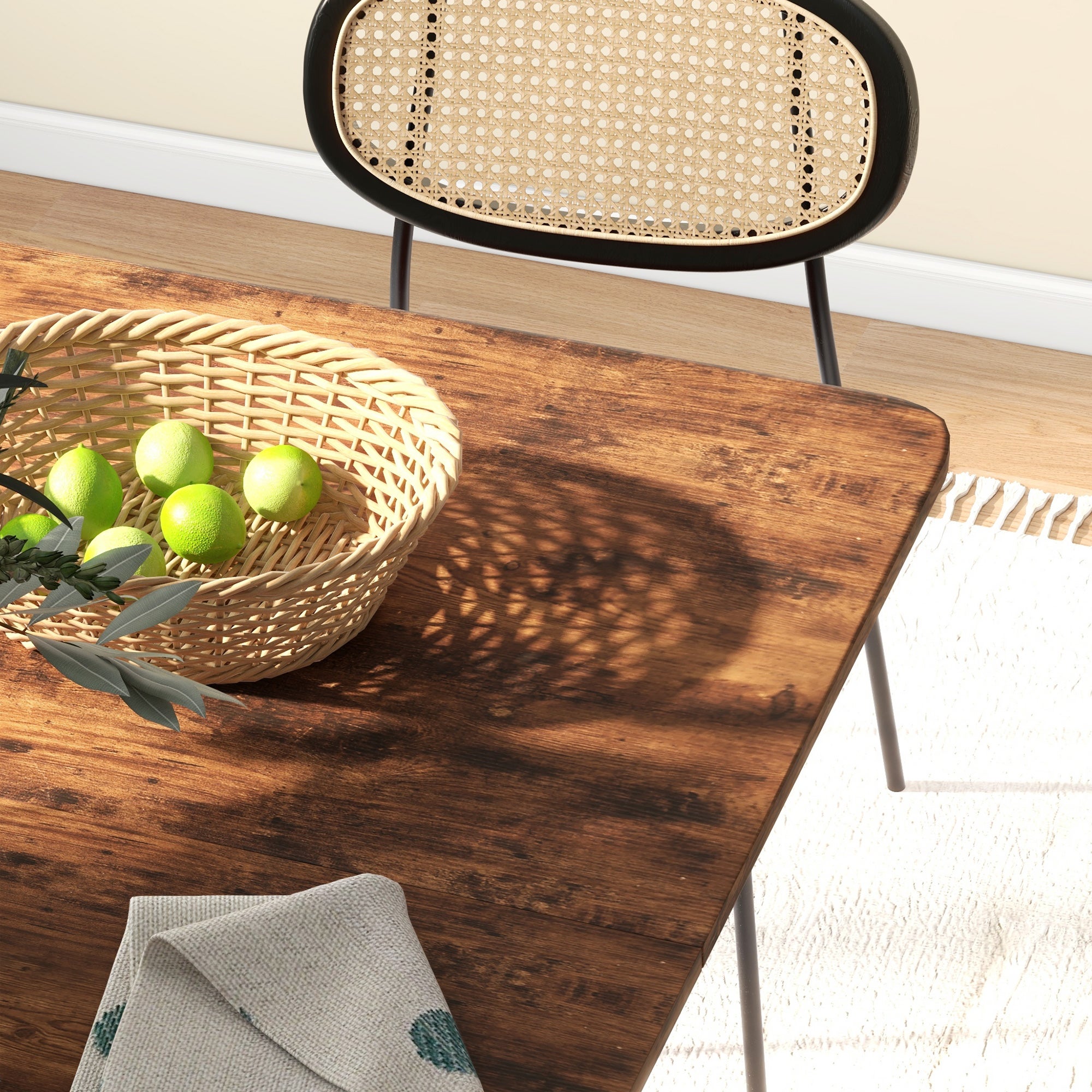 Table Pliante HOMCOM Avec Rangement Et Roulettes - 120 X 60 X 76,5 Cm (étendue), En Mélamine Bois Naturel, Idéale Pour 4-6 Personnes