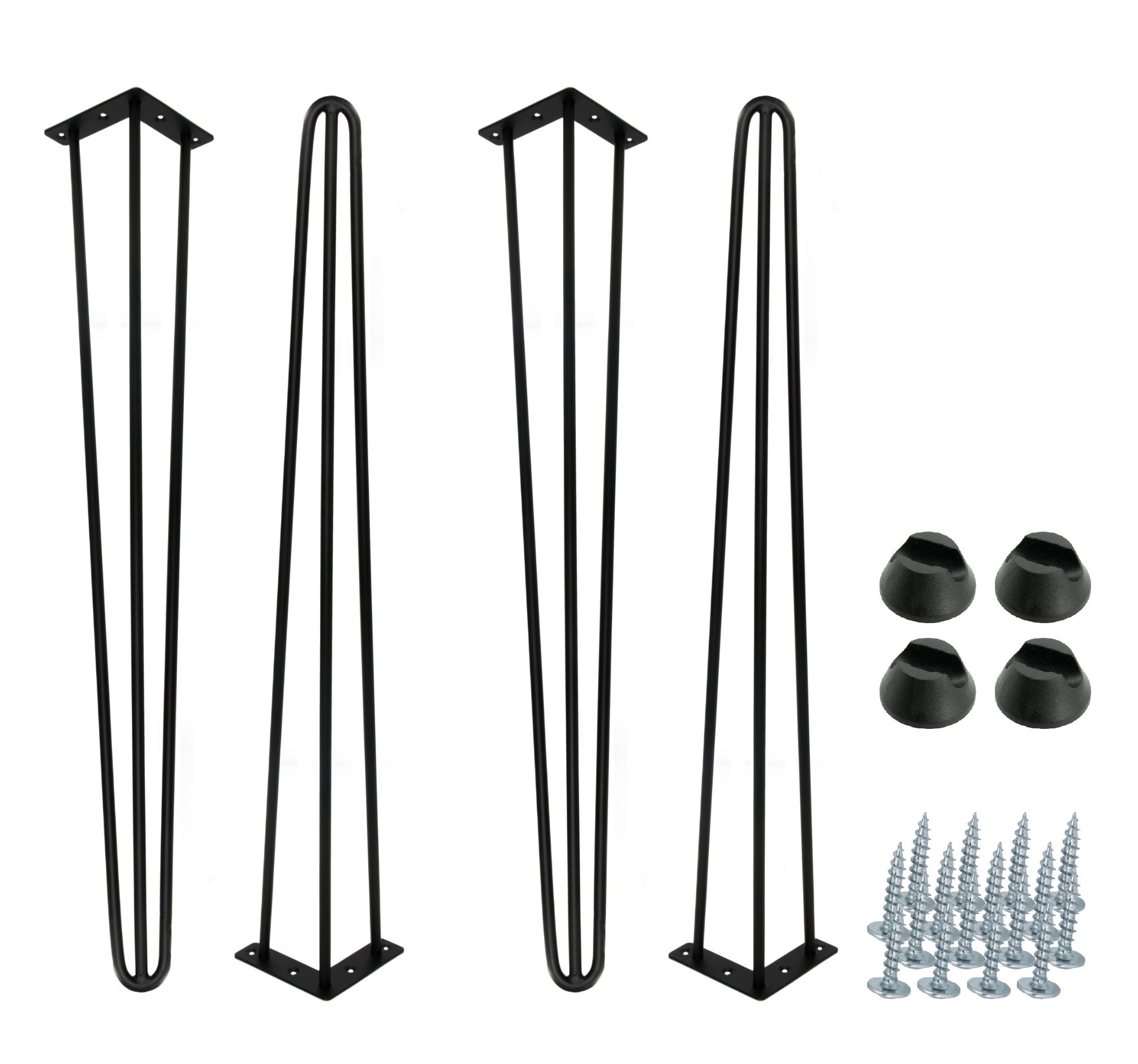 Zestaw nóg Hairpin legs Loft 4 sztuki czarny mat wysokość 71 cm + stopki