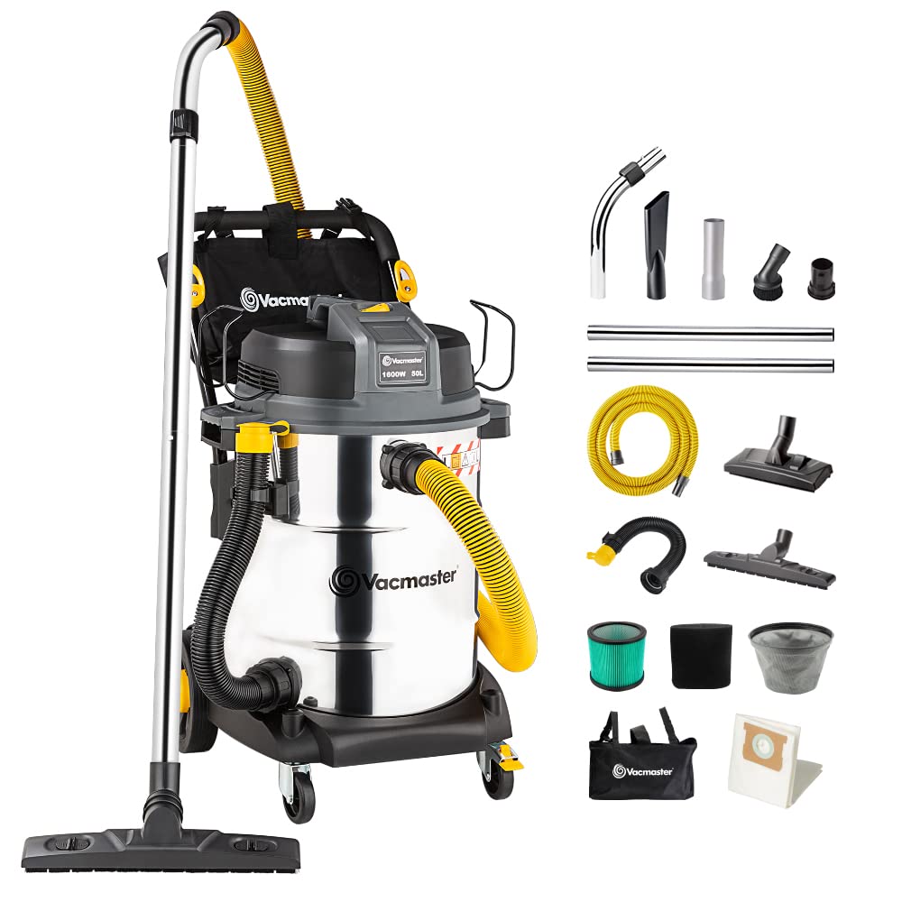 Vacmaster Aspiratori Solidi e Liquidi Industriale, Aspirapolvere con HEPA  13 Filtrazione, 1600W 50L | Leroy Merlin