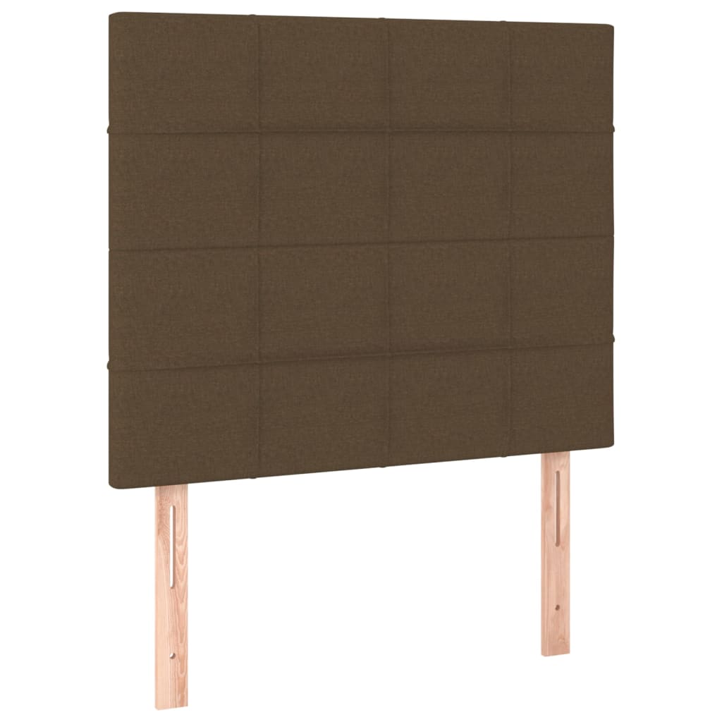 Cabeceira com luzes LED tecido marrom escuro 100x5x118/128 cm - COMFORTXL - 4