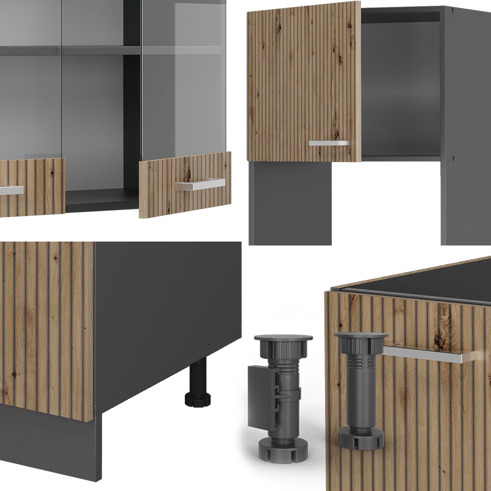 Vicco Cuisine en angle R-Line, Chêne Artisan/Anthracite, 247 x 237 cm, PT Chêne - 7