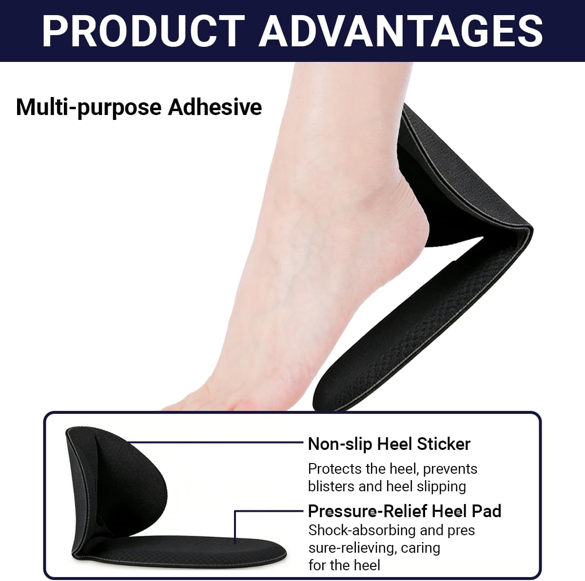 Coussinets De Talon, Lot de 4 Pads Talon en Mousse Épais et Respirant, Anti-Glisse et Anti-Frottement pour Chaussures Trop Grandes, Réducteur Confort - 4