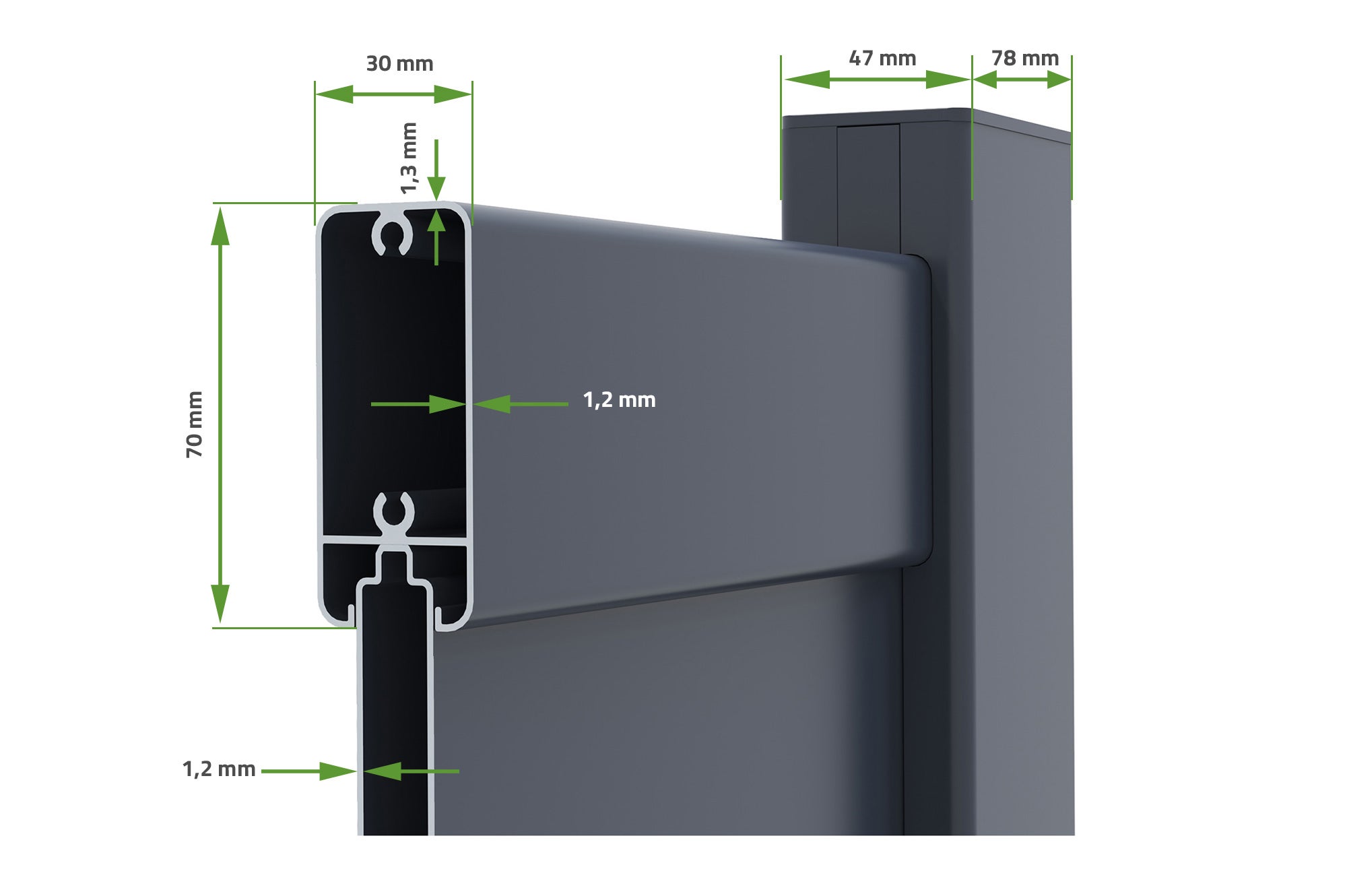 Portillon 1m ARLBERG H.160cm aluminium gris - 7