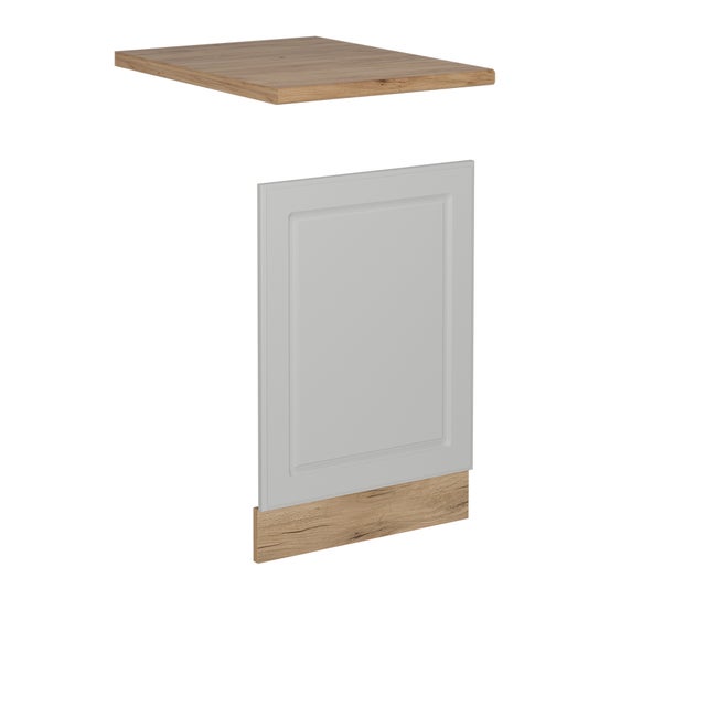 Vicco Façade de lave-vaisselle R-Line, Blanc campagne, 45cm , PT Chêne
