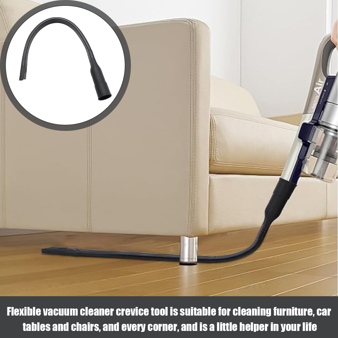 Suceur Plat Flexible pour Aspirateur 35mm avec Adaptateur 32mm, Tuyau d'Extension Pliable pour Nettoyage Détail, Buse Longue et Souple - 5