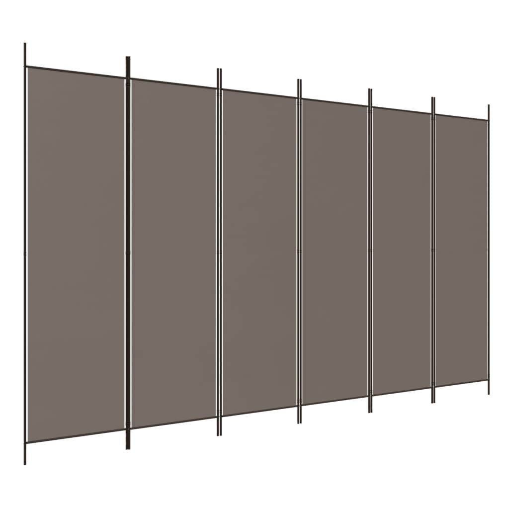 Paravientos | biombo divisor de 6 paneles de tela gris antracita 300x220 cm cfw83185