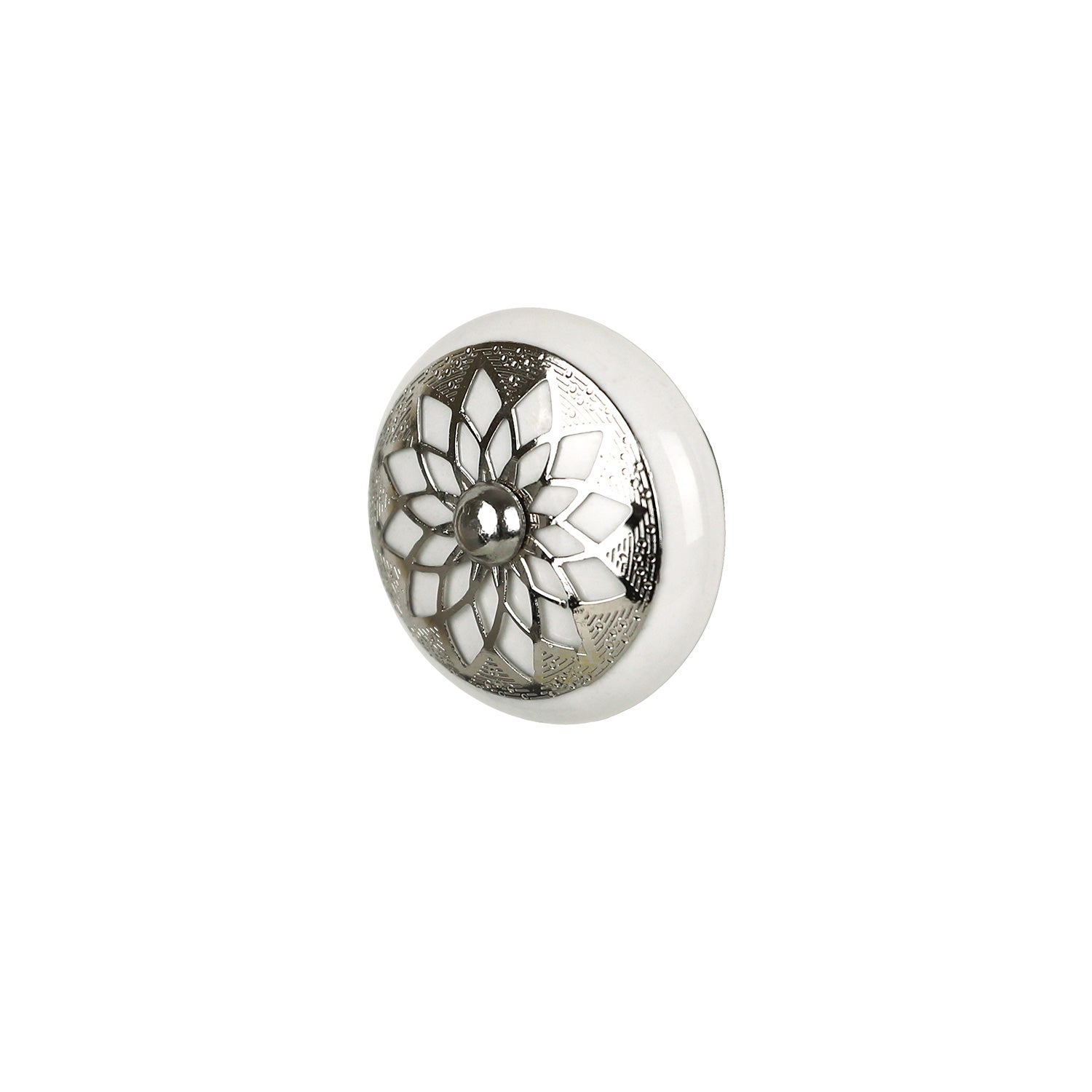 Bouton de meuble SEQUIN, Porcelaine blanc argent Ø35 mm - 2