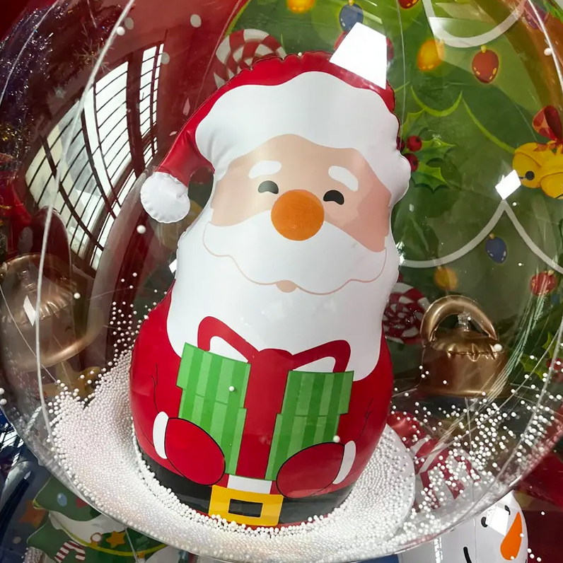 60 cm gigantyczna dmuchana bombka choinkowa z diodami LED, ozdoby świąteczne, bombka choinkowa z PVC, świecąca bombka świąteczna - 6