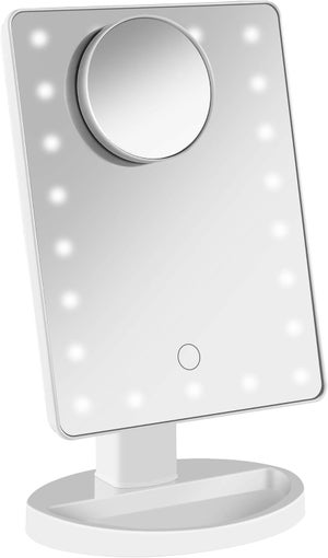 Specchio Trucco 10x Con Ventosa E Luce LED Bianca, Pieghevole A Collo Di Cigno, Per Viaggi E Casa