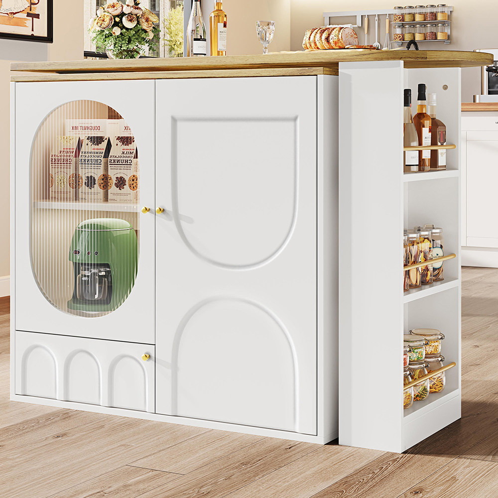 Table de bar pivotante à 360° avec espace de rangement avec étagèrescloisons amovibles blanc - 10