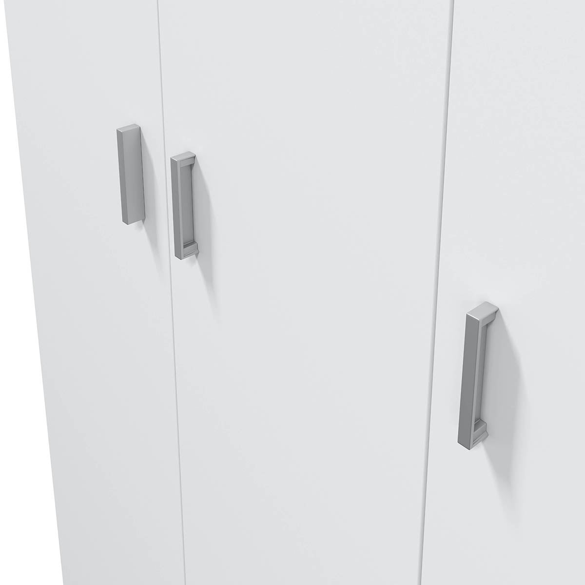 Armoire Rangement Nettoyage 3 Portes En Mélamine Coloris Blanc - Dim : H180 X L108,8 X P37 Cm - 4