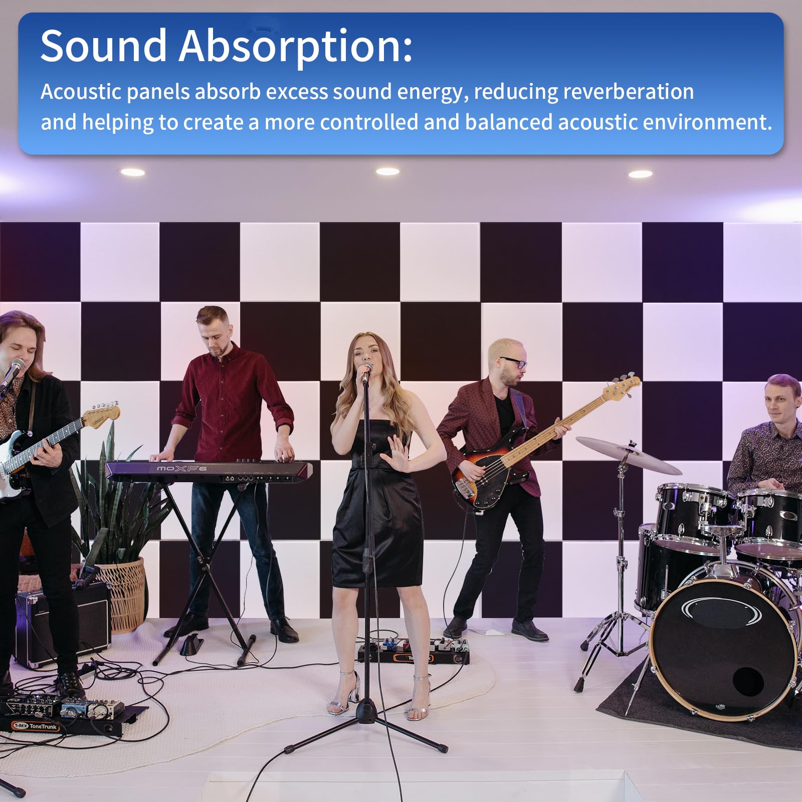 Paneles Acústicos Autoadhesivos, Paquete de 24, Acolchado Insonorizado de Poliéster de 30x30cm, Paneles de Pared Insonorizados de Alta Densidad - 6