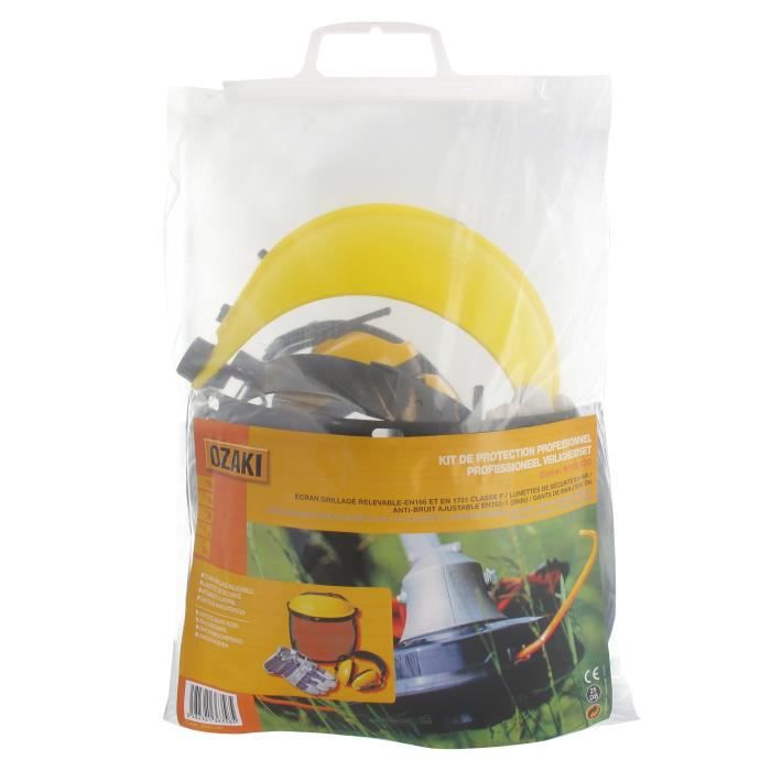 JARDIN PRATIQUE Kit de protection OZAKI - Ecran grillagé relevable + lunettes de sécurité + casque anti-bruit ajustable et gants - 4