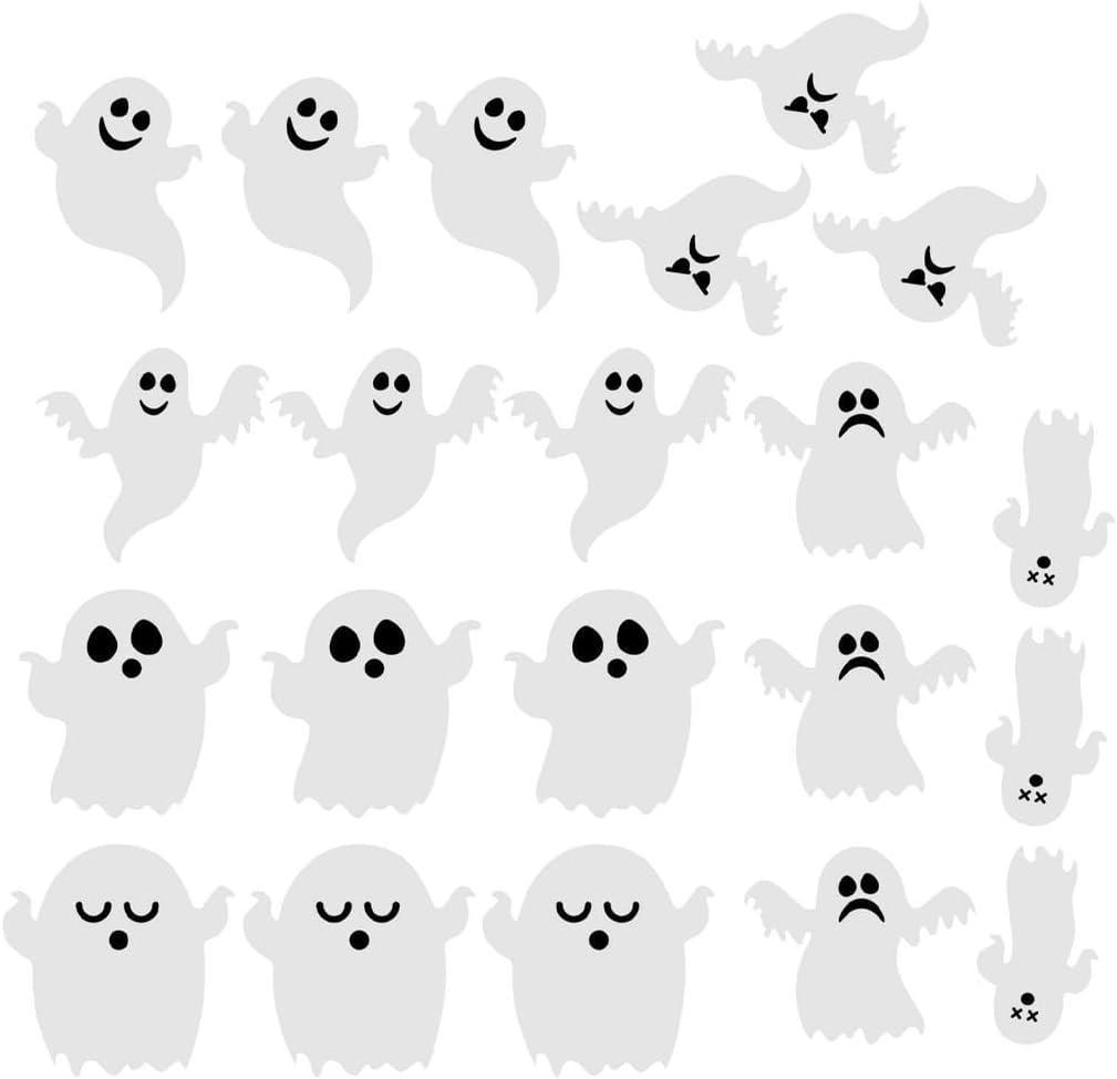 21 sztuk naklejek ściennych DIY z motywem ducha Halloween, wodoodporne PCV, zdejmowane, upiorne dekoracje okienne