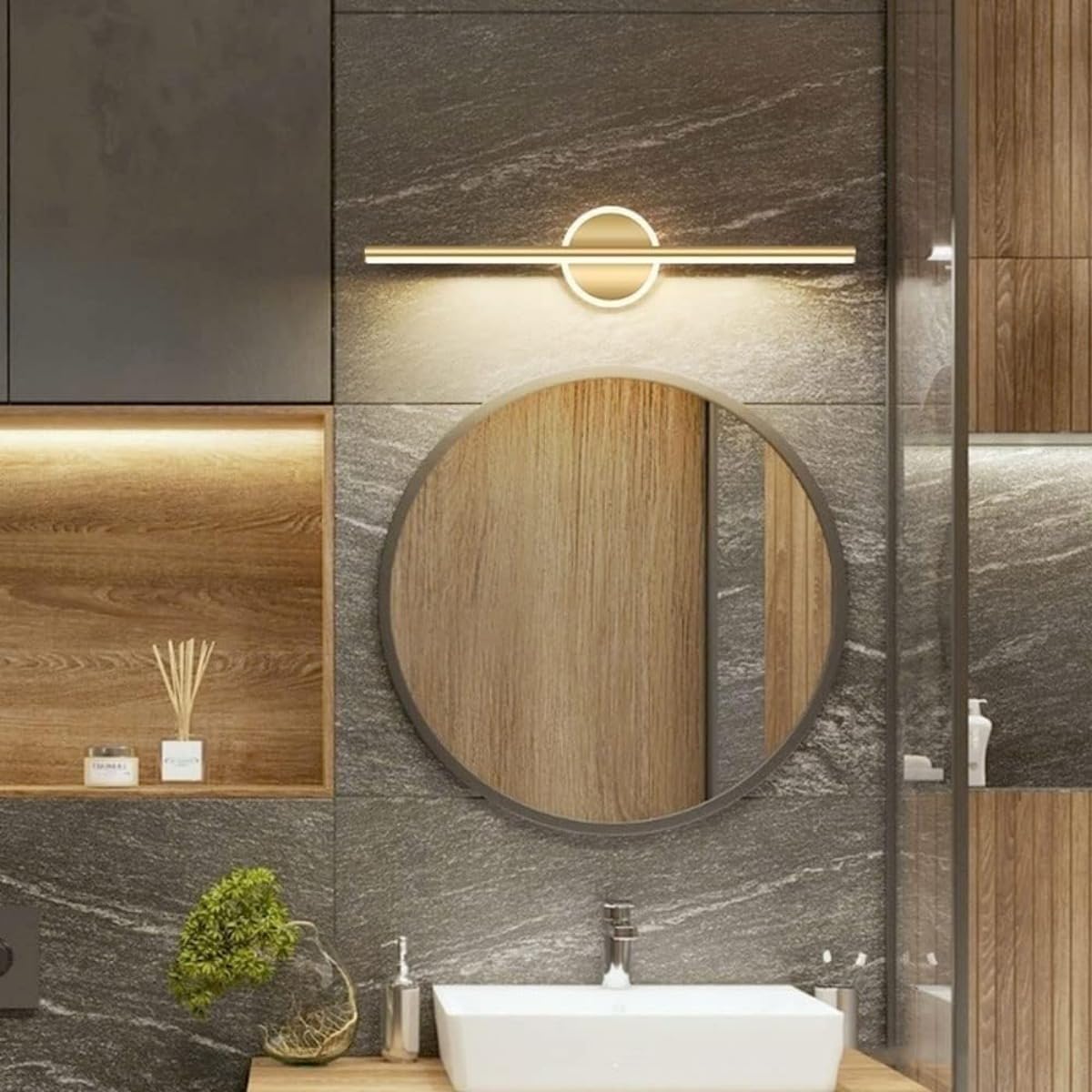 Nowoczesny kinkiet 60cm - Lampa lustro LED 10W ciepłe światło - Łazienka - Oświetlenie lustra toaletki - Złoty