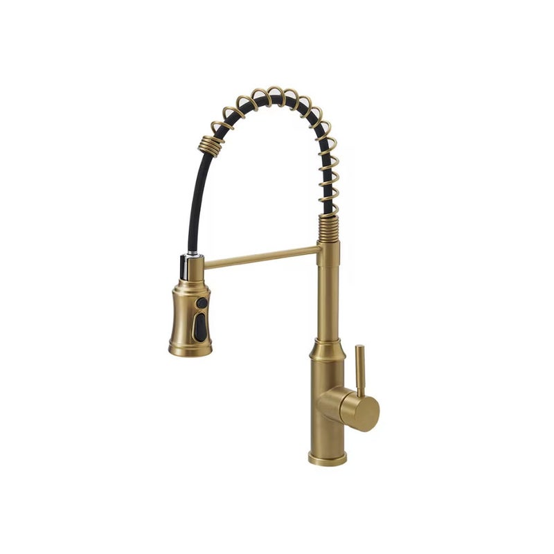 Złota wyciągana bateria kuchenna z mieszaczem - 3 tryby natrysku - Jednouchwytowa bateria kuchenna z mieszaczem - Bateria mieszająca wodę ciepłą i zim
