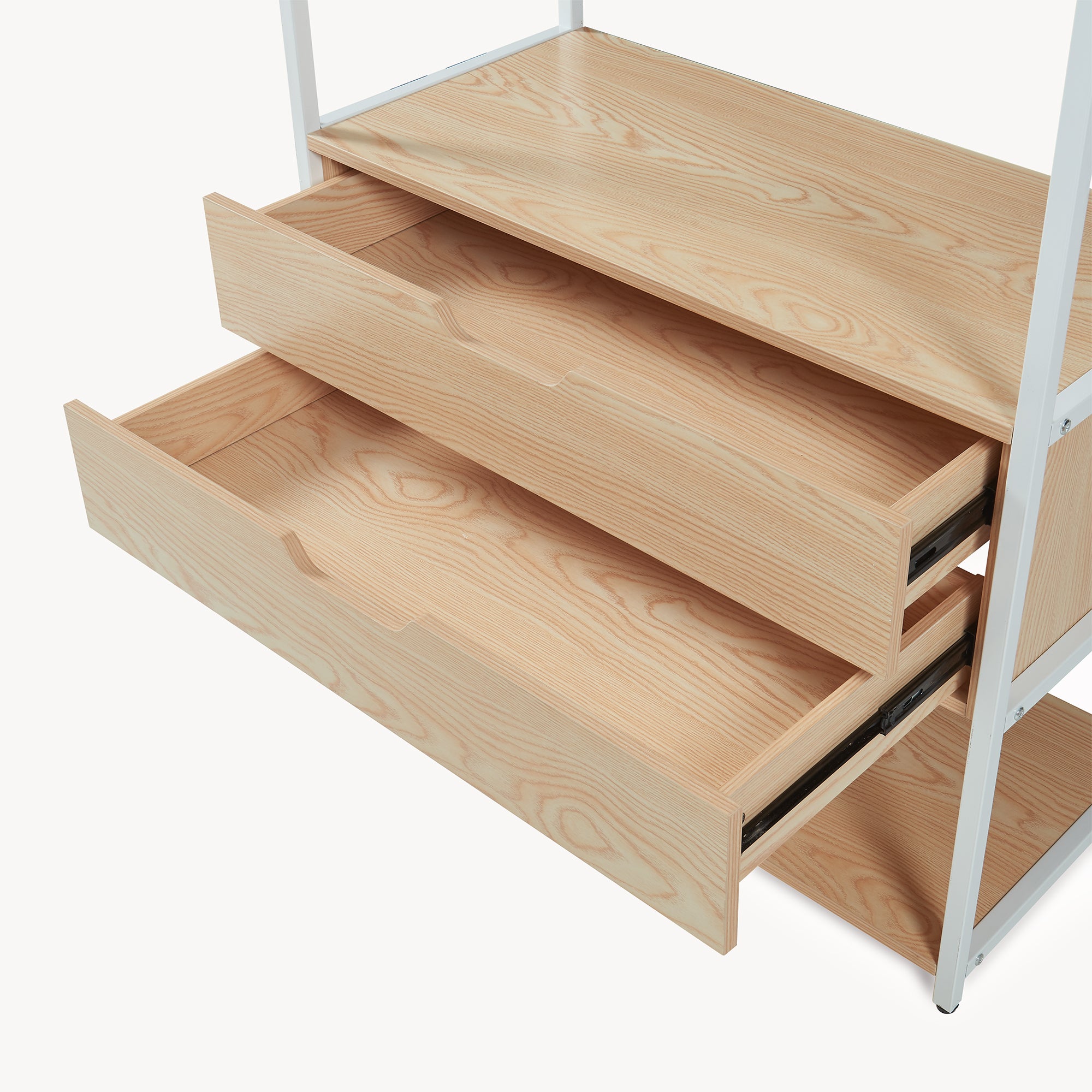 Organizzatore Guardaroba Larem Mobile Porta Abiti con Cassetti - Bianco / Effetto Rovere [en.casa] - 8