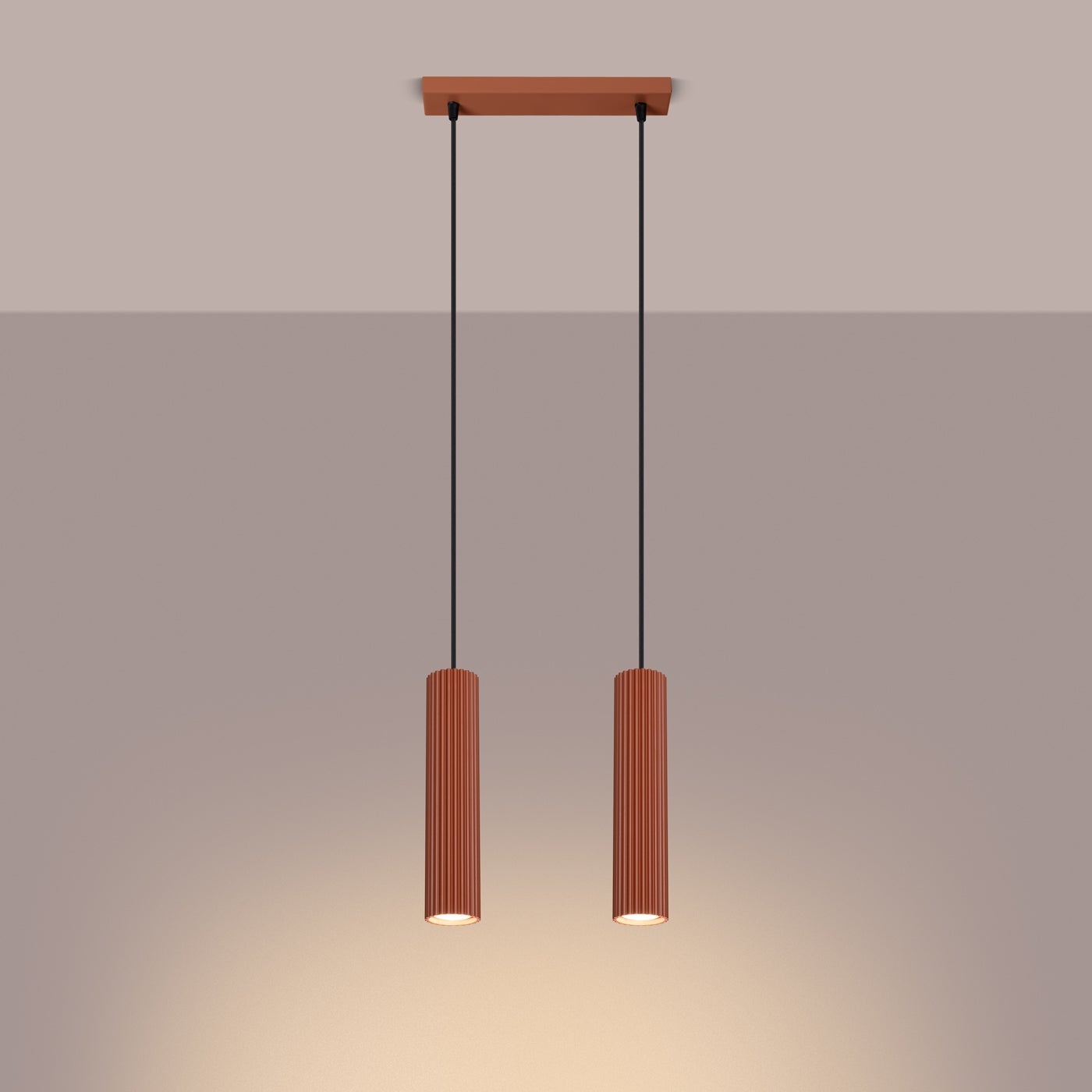 Lampa wisząca GLOOW 2 ochra czerwona LED 3000K - 30x6.5x90cm Sollux