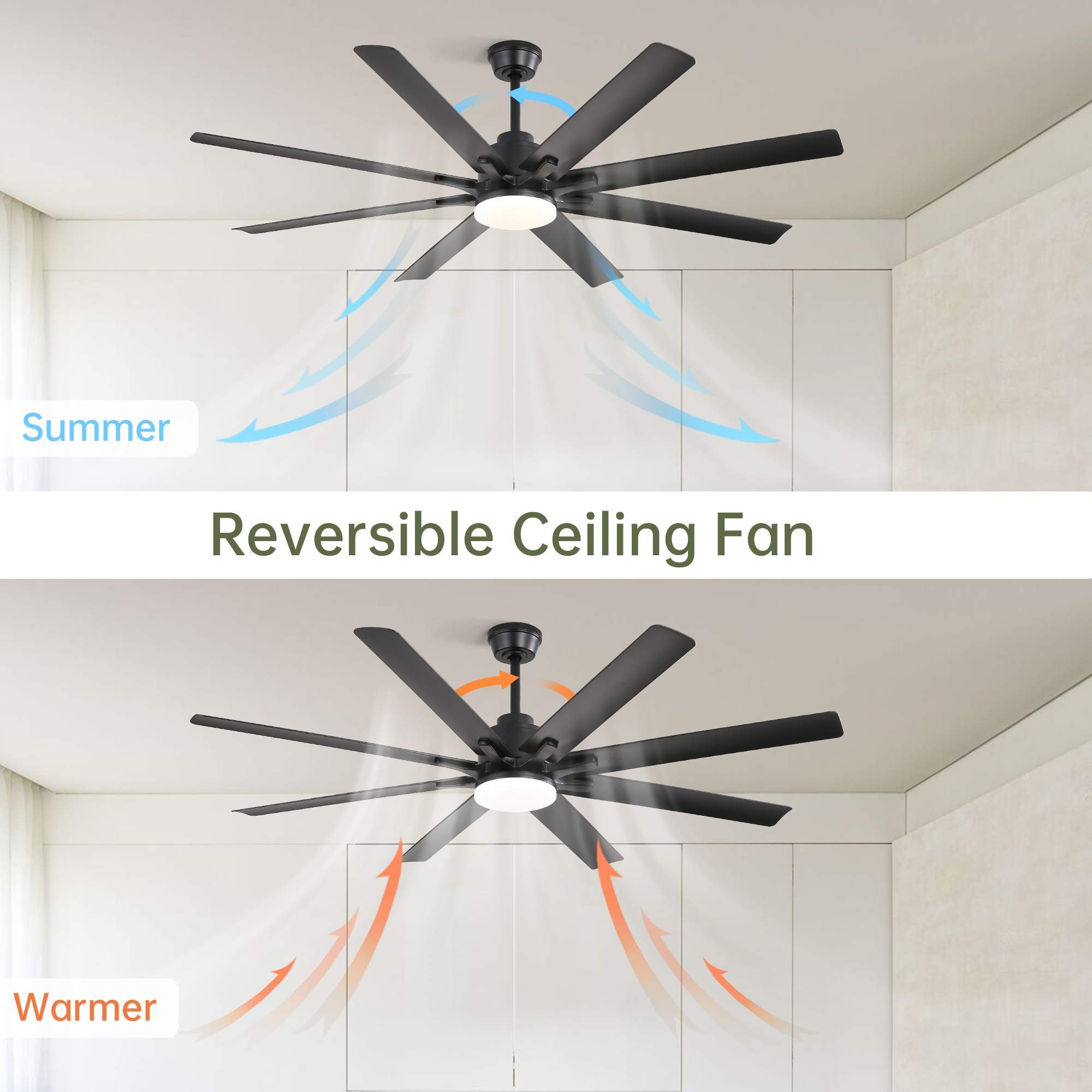 Ventilateur de Plafond 66 Pouces avec Lumière LED Dimmable 18W, Moteur DC Réversible et Commande Smart via App, Alexa et Google Home - 3