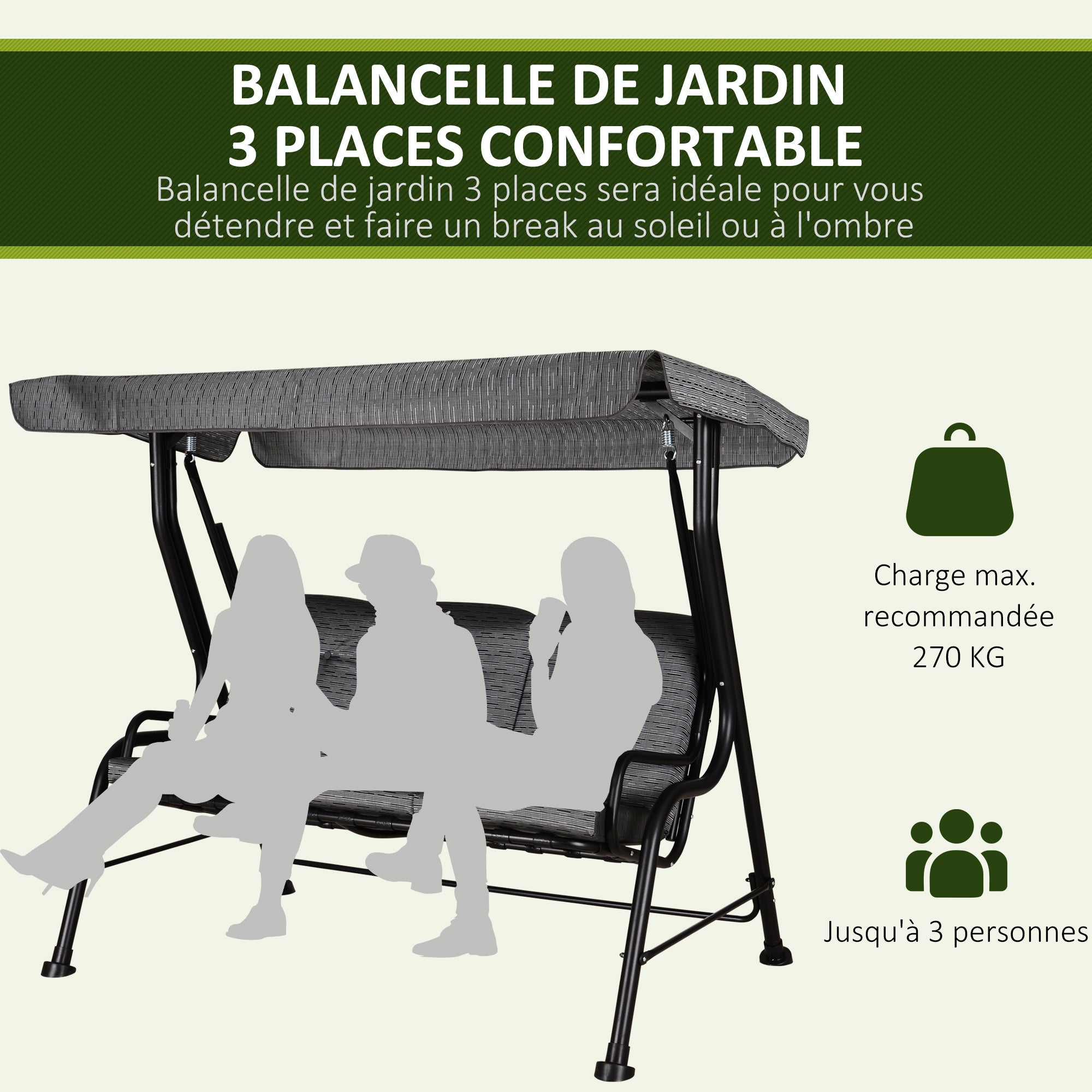 Balancelle de jardin Acier Outsunny - 6
