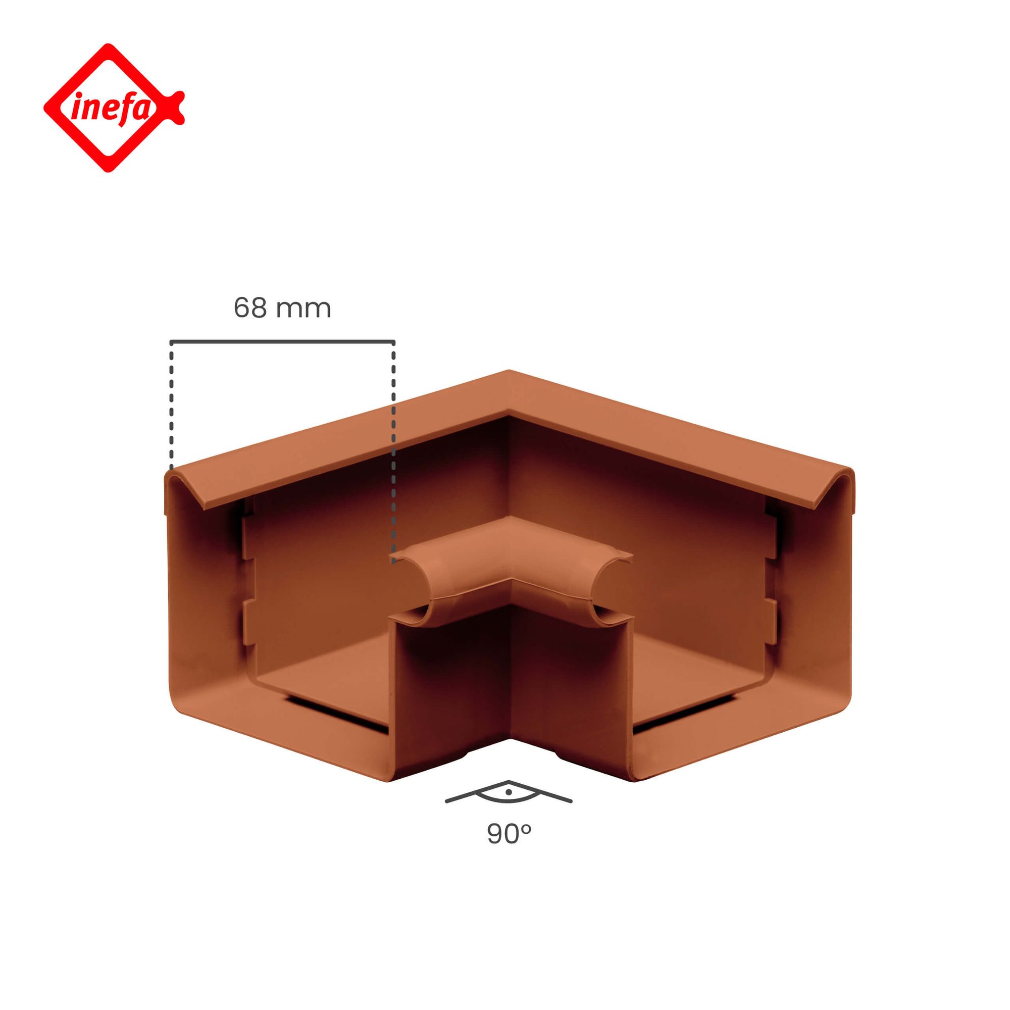 INEFA Angle de gouttière plastique 68mm 90 degrés intérieur marron - 2