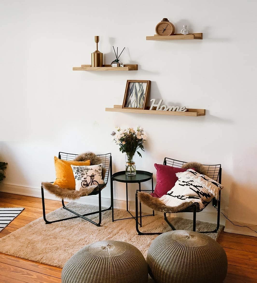 Étagère Murale, 30cm Étagère Flottante en Bois de chêne Massif, Rustique Etagere Bois pour Salon, Cuisine, Chambre, Salle de Bain - 7