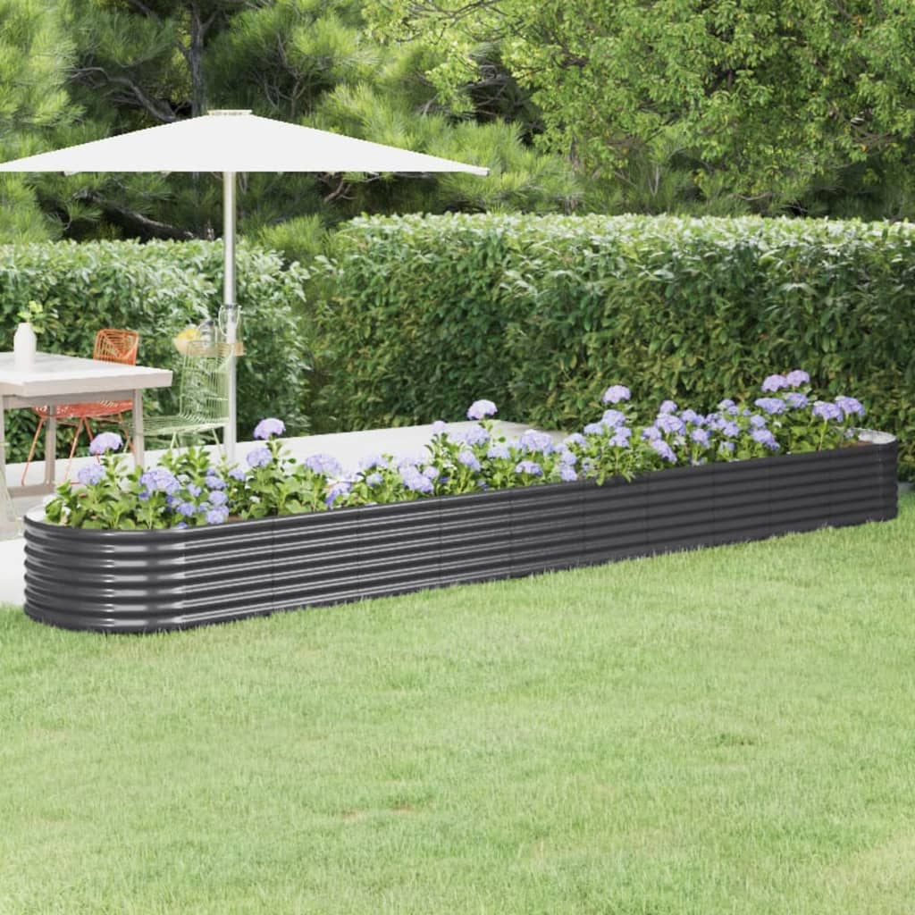 Letto Rialzato Da Giardino In Acciaio Zincato 240x80x45 Cm – Fioriera Marrone Per Piante, Orto E Fiori, Resistente Agli Agenti Atmosferici, Montaggio Fai-da-te