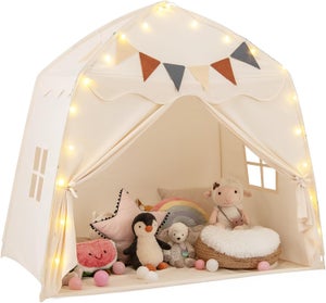Tenda Castello Per Bambini 120x105x128 Cm | Casetta Da Gioco Con Finestre Per Interni/esterni | Struttura In Metallo E Poliestere | Regalo 3-13 Anni