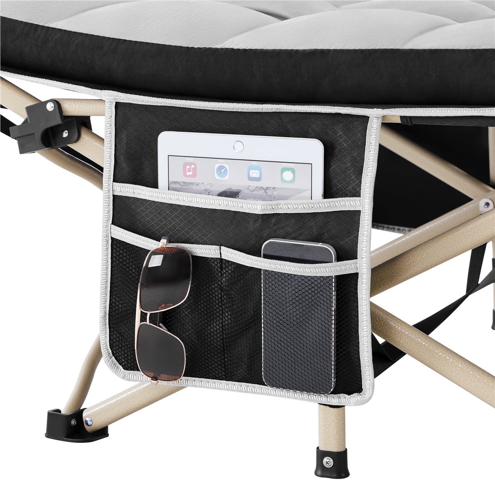 Lit de Camp Pliable avec Matelas Pochette Lit de Camping avec Sac de Transport, Cadre Noir/Coussin Gris Yaheetech - 6