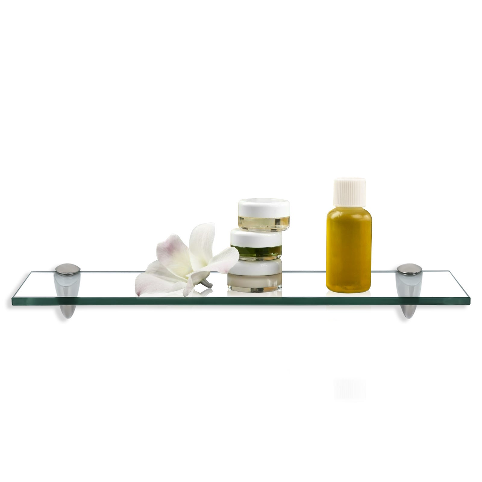 Półka ścienna | Panele półkowe przezroczyste szkło 50 x 10 cm do kuchni i łazienek 2 szt.