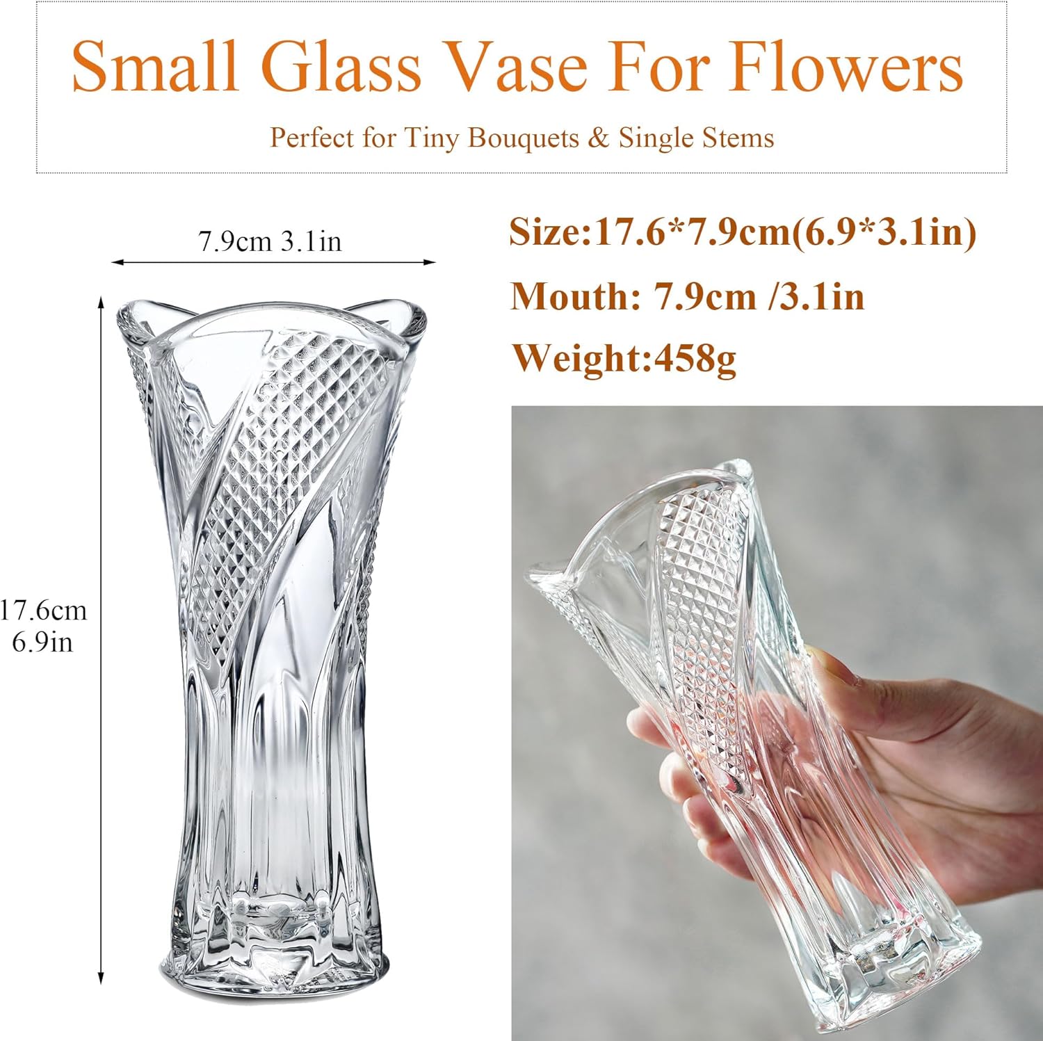 Winter Shore Vase Or pour Centres de Table - 28 cm - Cylindre en Verre