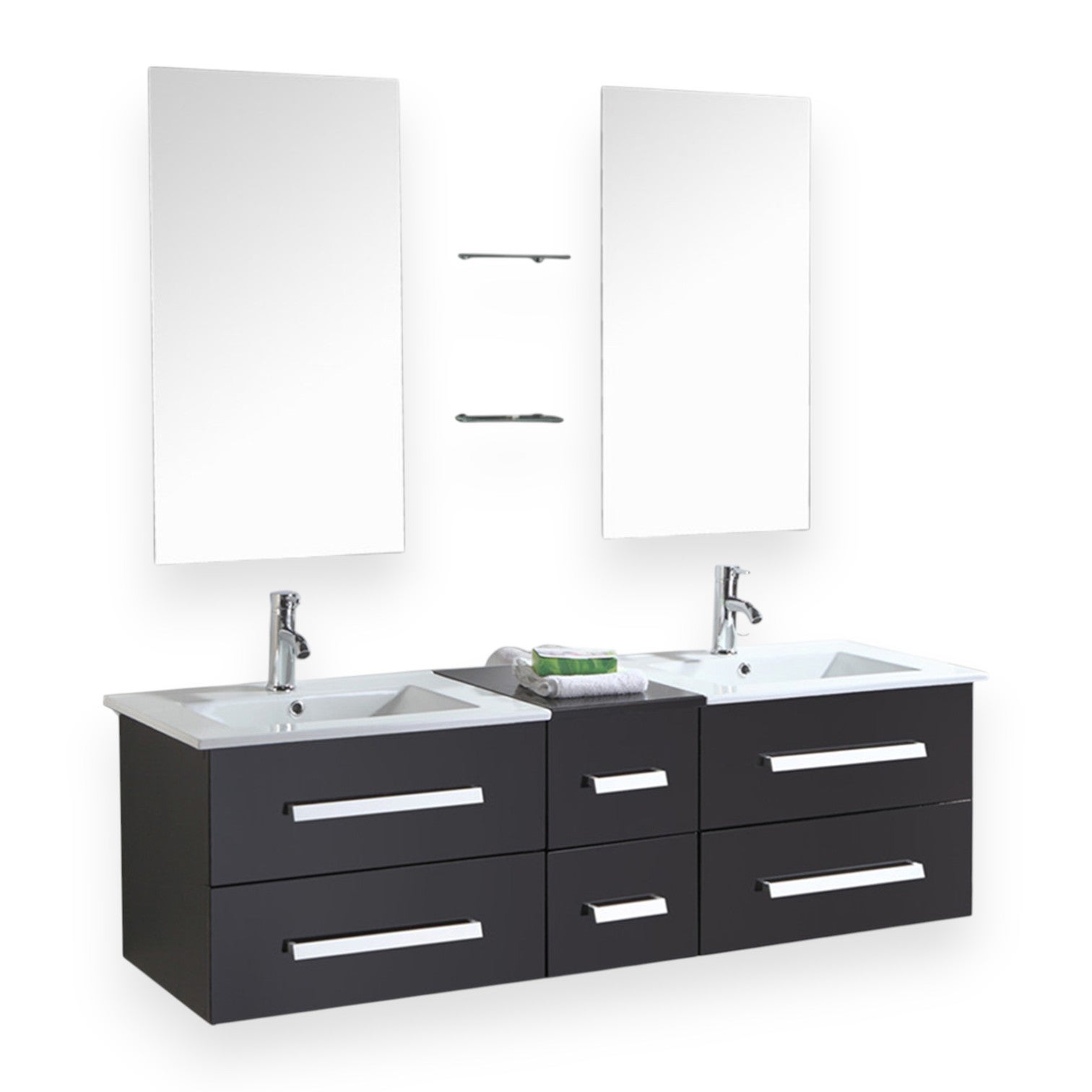Mueble de baño negro 150 cm lavabo incluido - isabel