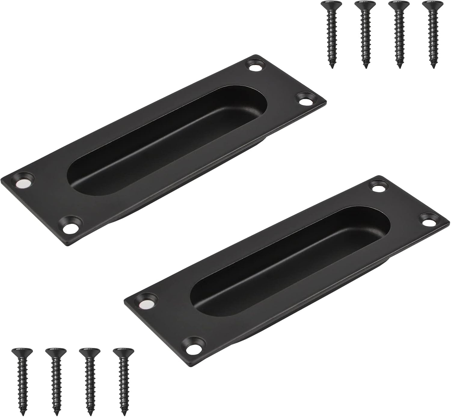 Klamka kwadratowa wpuszczana - odpowiednia do drzwi stodołowych, szafek, drzwi składanych itp. - 2 sztuki, czarna, 120 x 40 mm