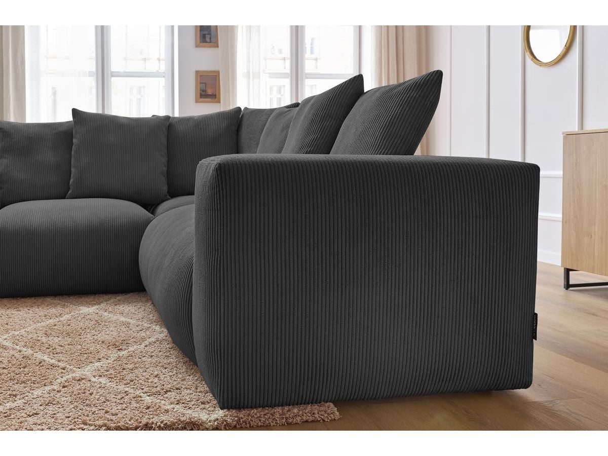BOBOCHIC Canapé d'angle fixe modulable VOLTAIRE avec 1 chauffeuse 2 places, 1 angle et 1 chauffeuse 1 place Gris foncé Angle gauche - 4