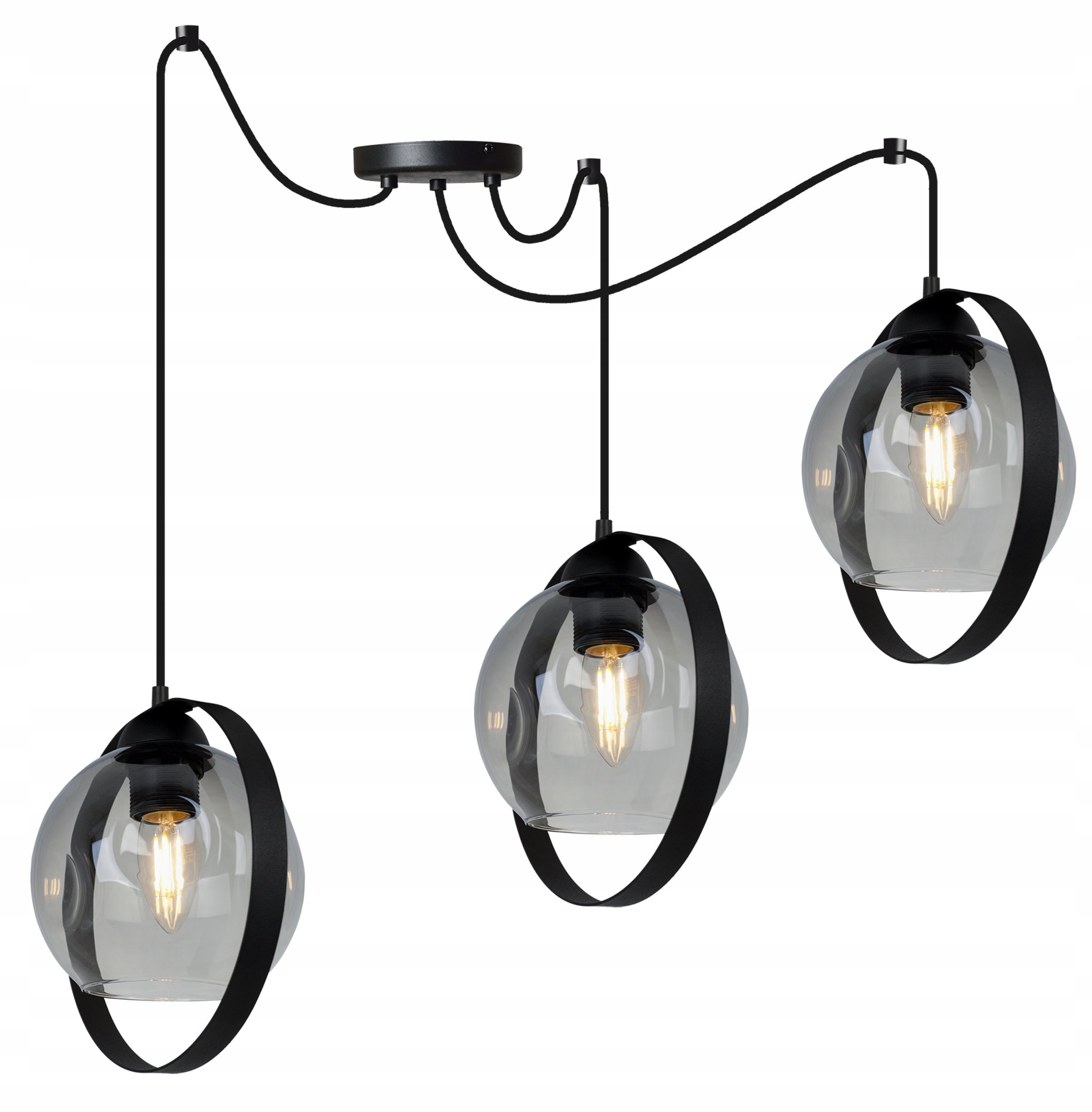 Lampa sufitowa wisząca Spider Ring Rio modern 3xE27 abażur pierścień grafitowy Light Home LH