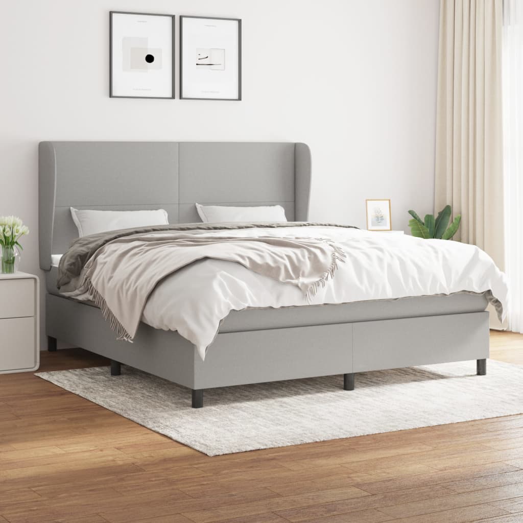 Lit à sommier tapissier avec matelas Gris clair 180x200cm Tissu | Leroy ...