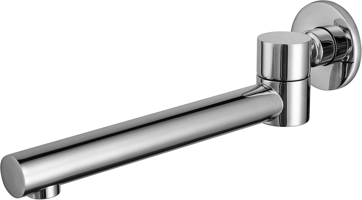 Kran ścienny mosiężny z obrotową wylewką, do łazienek i wanien (chrom)