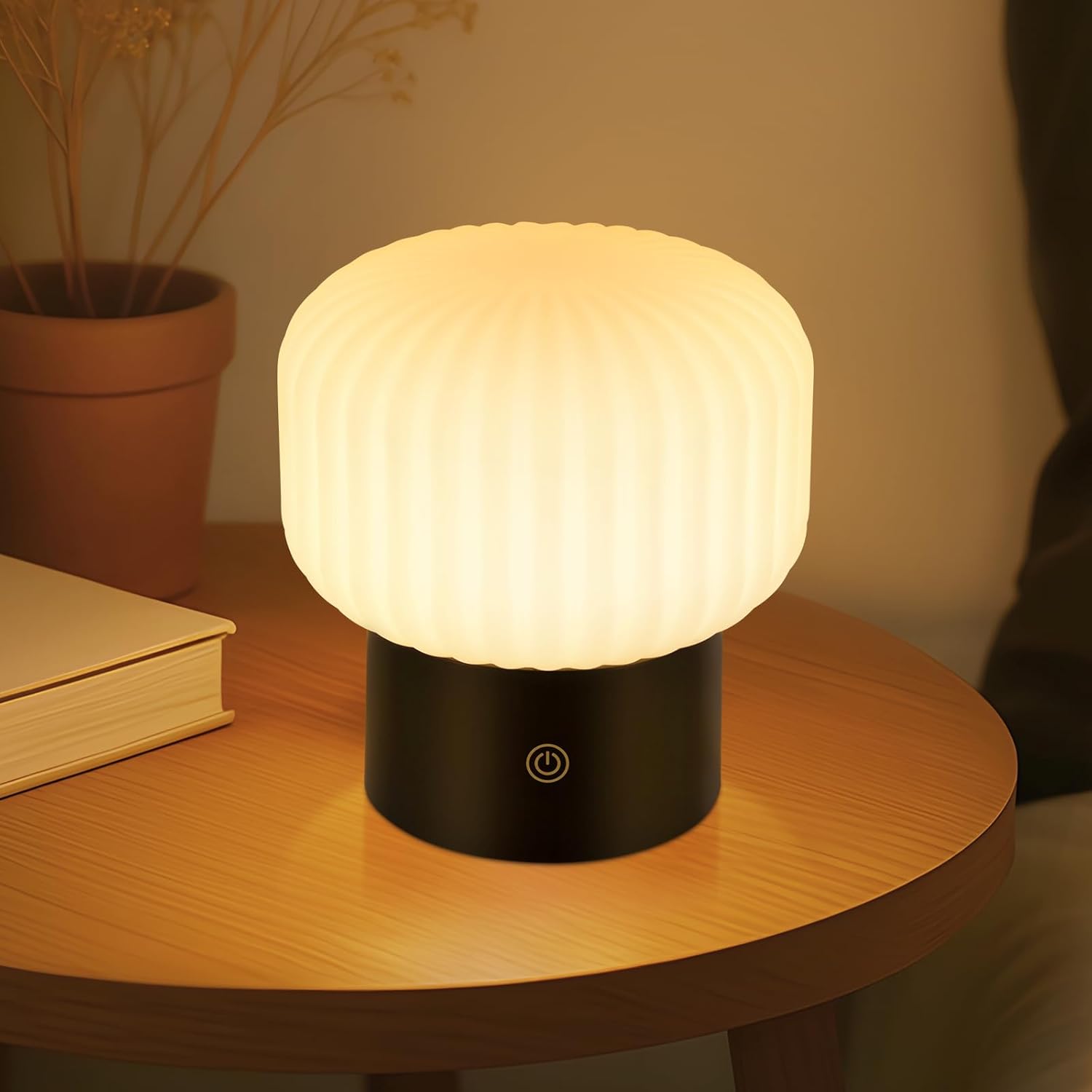 ZMH Lampka nocna LED bezprzewodowa akumulatorowa biała dotykowa ściemnialna lampa stołowa do sypialni
