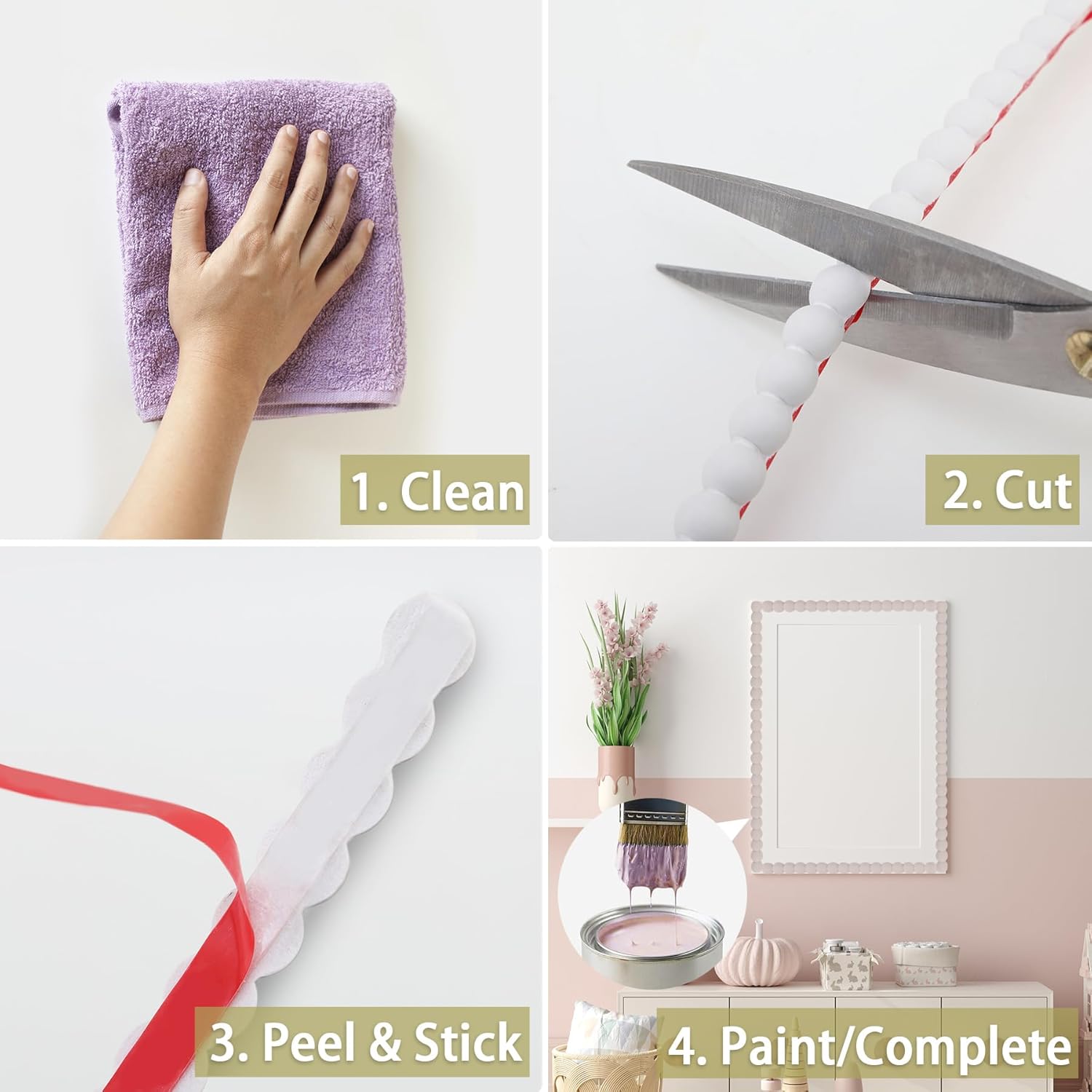 Fitas adesivas flexíveis para tetos, azulejos e bordas de paredes (brancas, 15 mm x 5 m). - 7