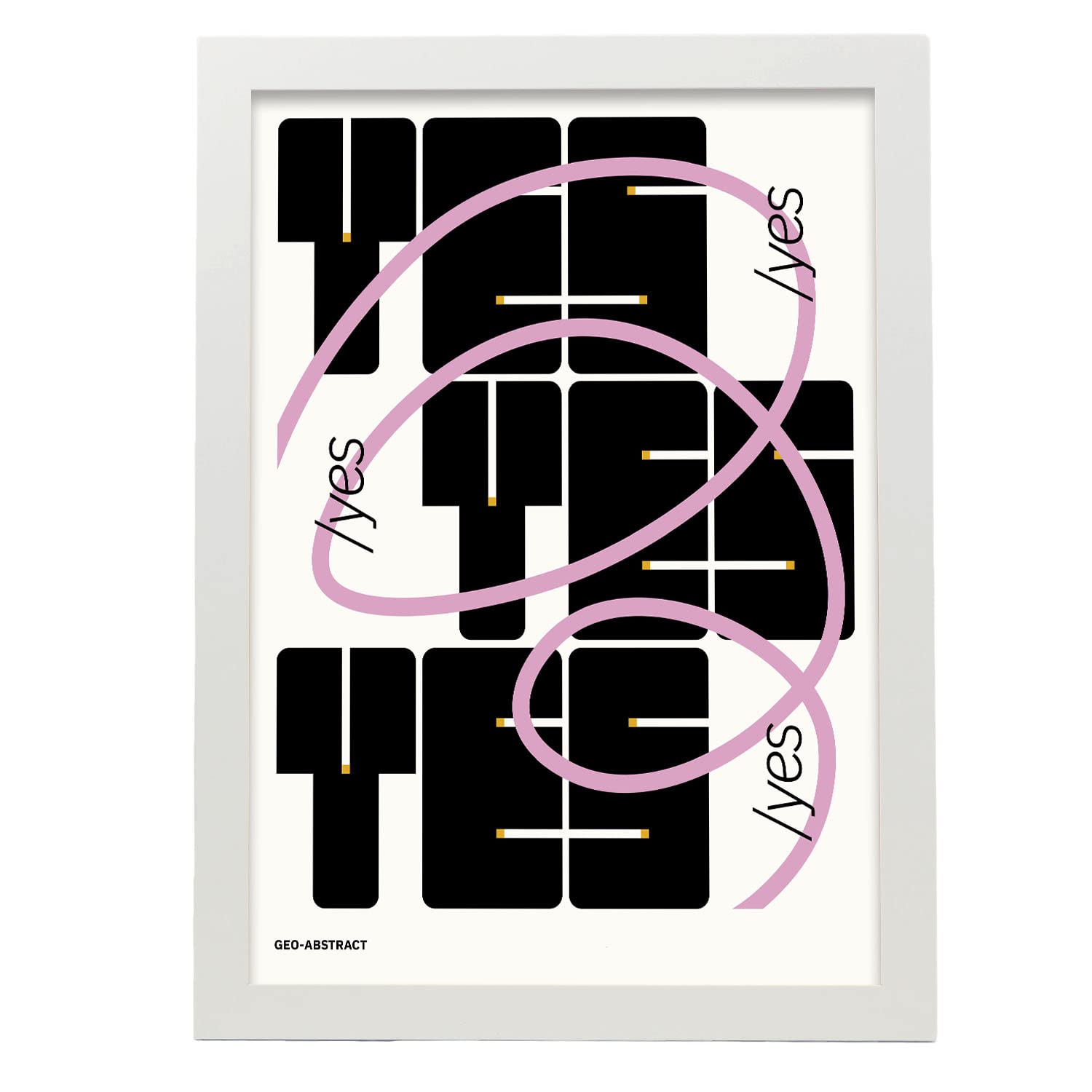 Nacnic póster pop art abstracto. yes. ilustraciones artísticas modernas para la decoración de interiores. tamaño a3, con marco blanco.