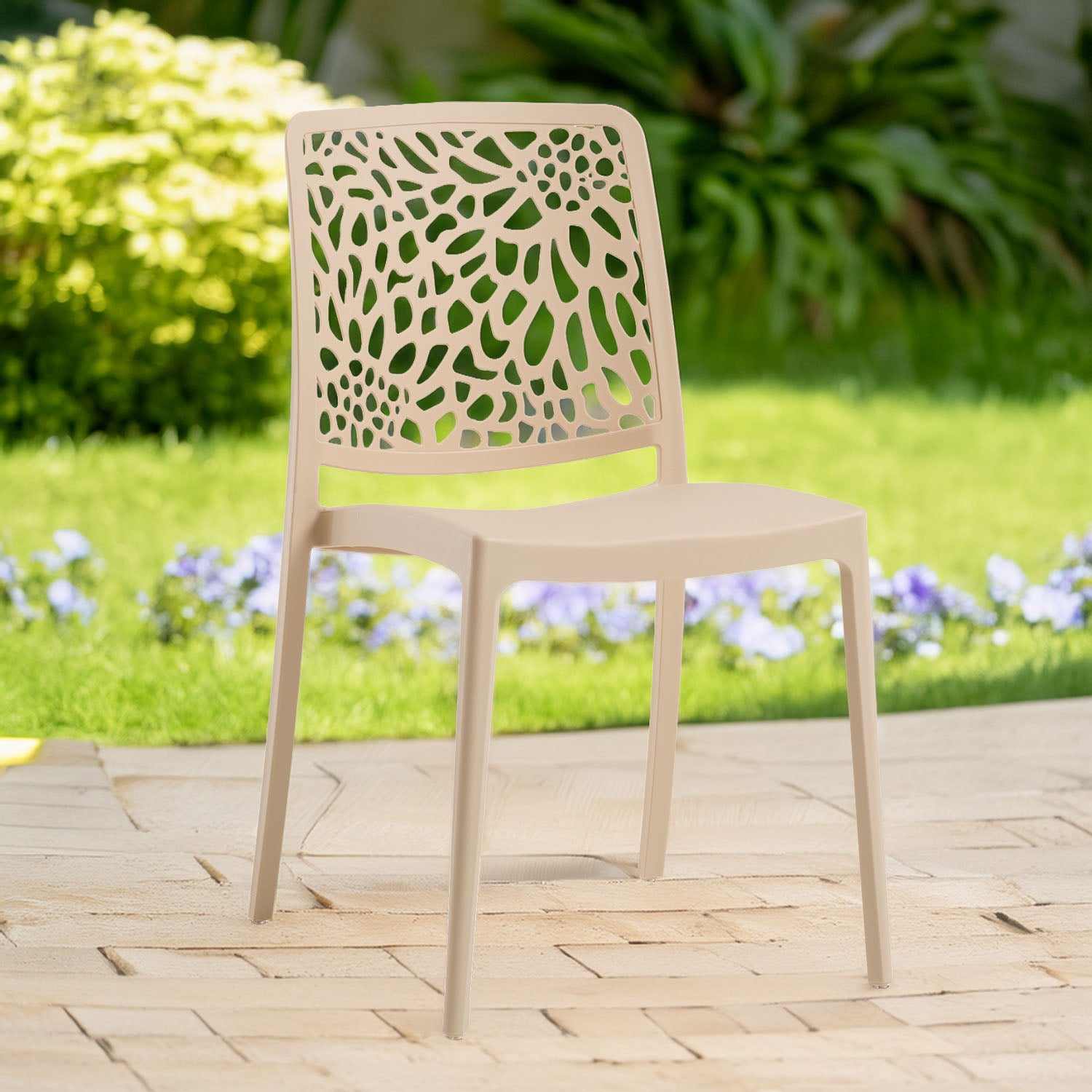 Lot de 4 Chaise de jardin sans coussin Sole en Polypropylène Beige - 2