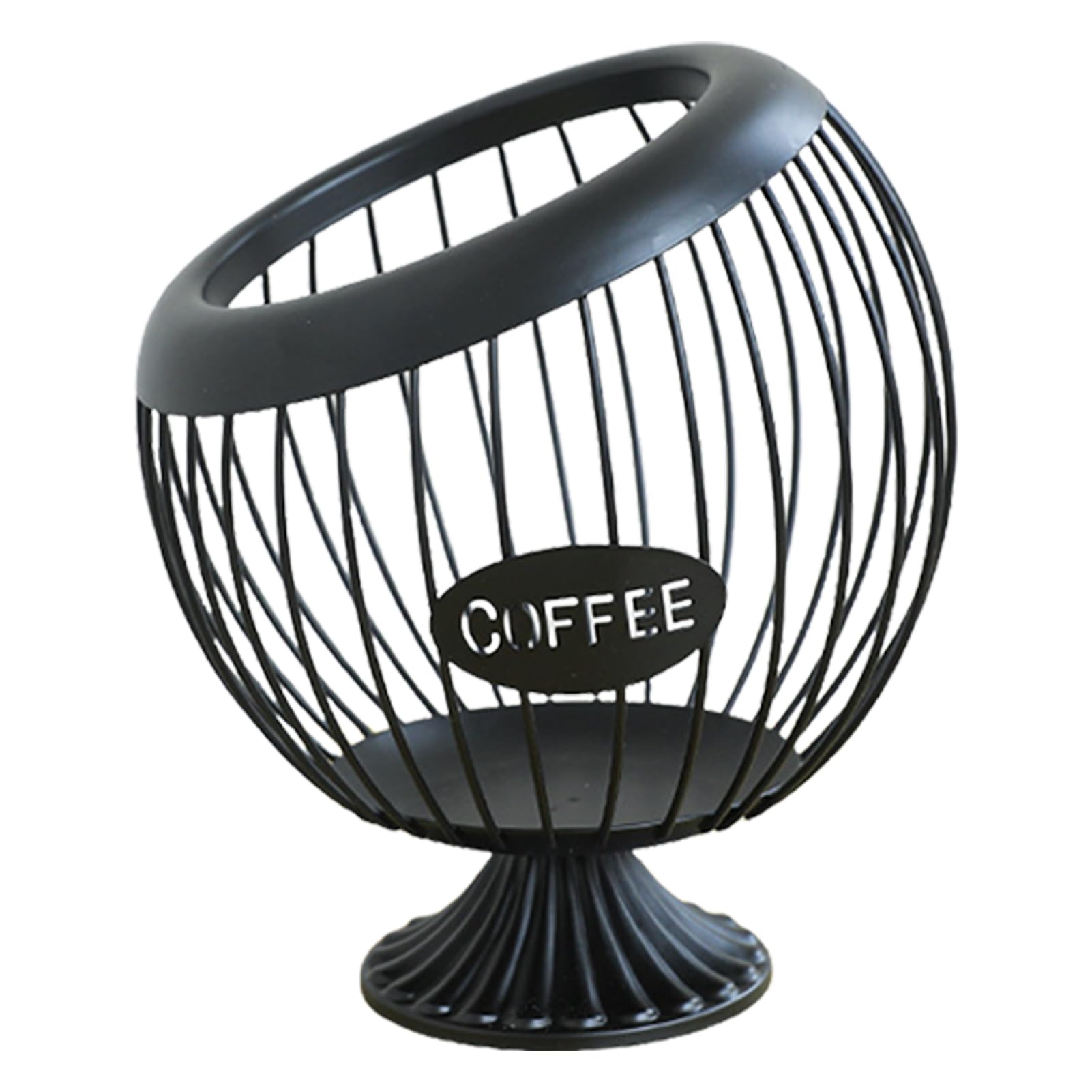 Sferyczny koszyk na kawę ze stali nierdzewnej, stojak do przechowywania na blat kuchenny, wysoki koszyk do przechowywania, czarny, 20 x 23 cm