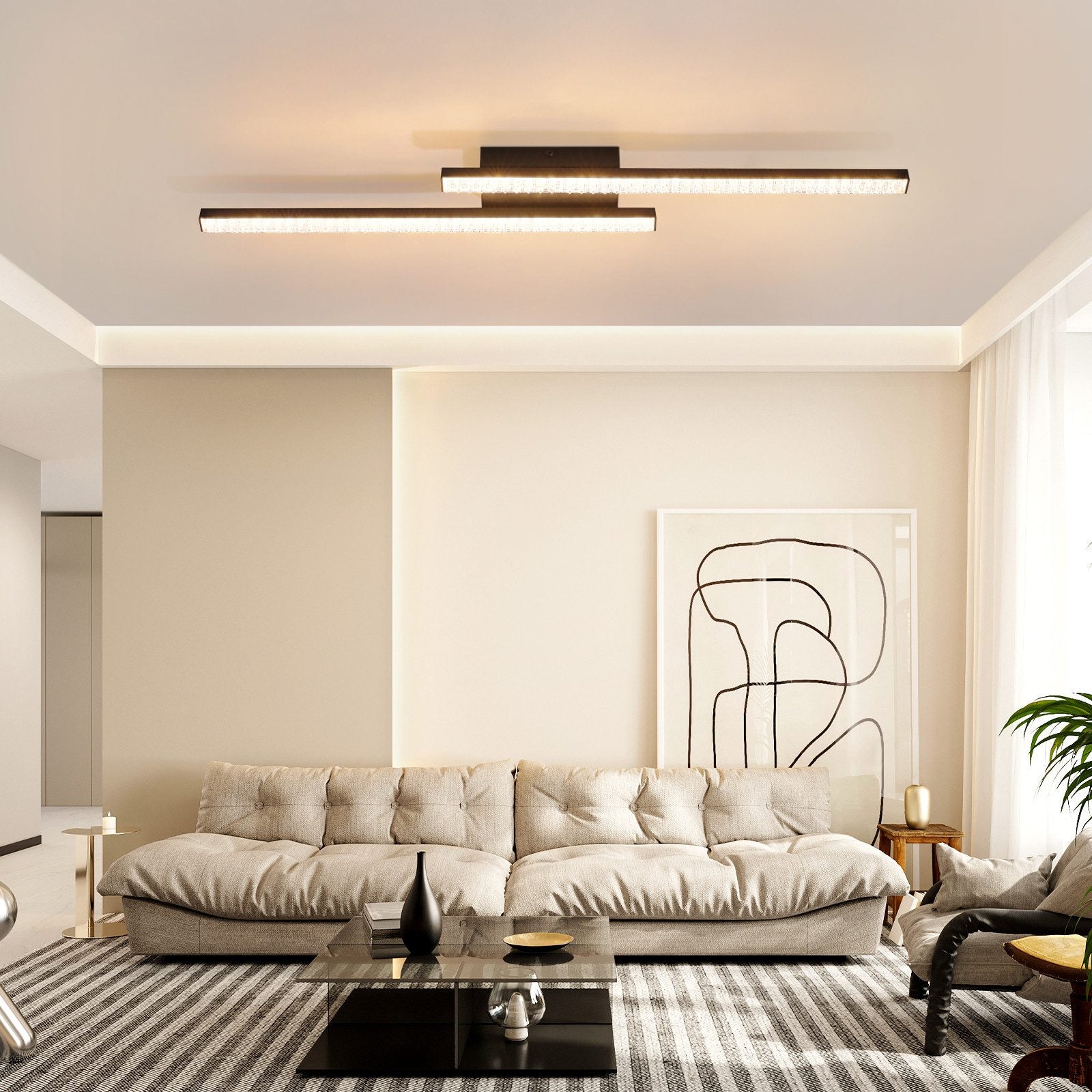 NETTLIFE Czarna lampa sufitowa LED 12W Nowoczesna lampa kryształowa metalowa Ciepłe światło 3000K do sypialni, korytarza, kuchni, biura, salonu - 7