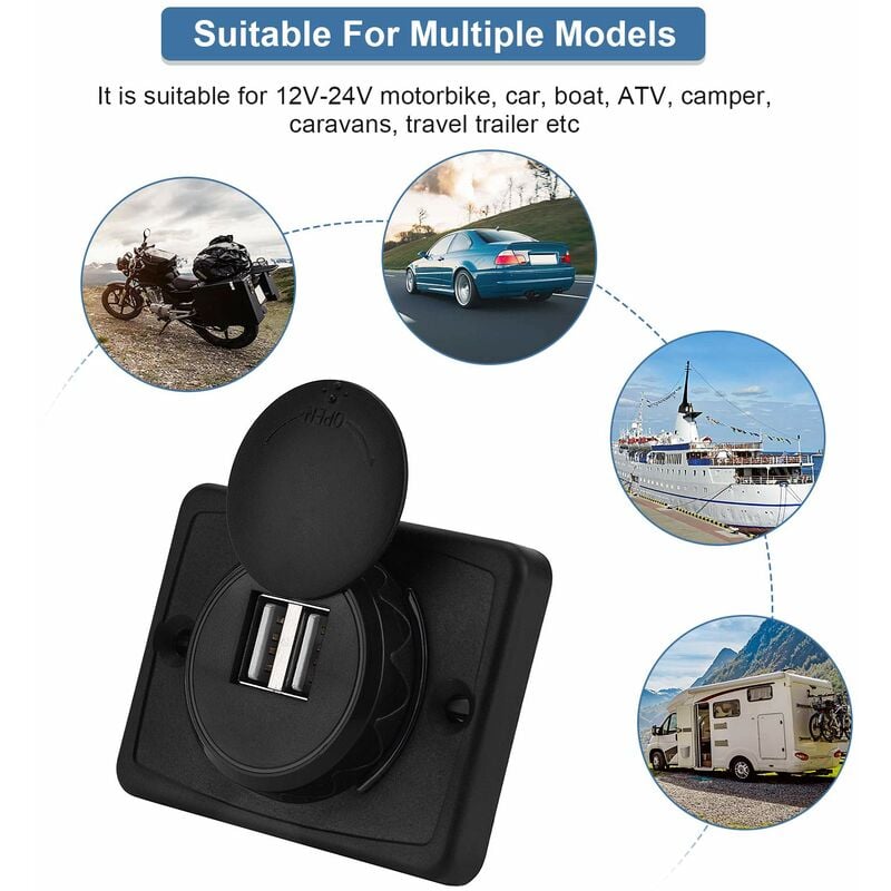 Lampa 39005 Ext-8, Doppia Presa USB, Montaggio Ad Incasso, 12/24V - Foto 9