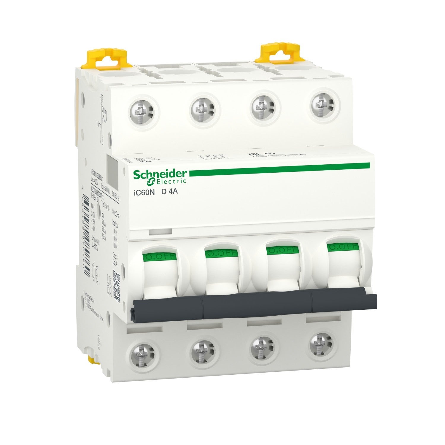Disjoncteur 4 A- Acti9 - iC60N - 4P - Courbe D - 2